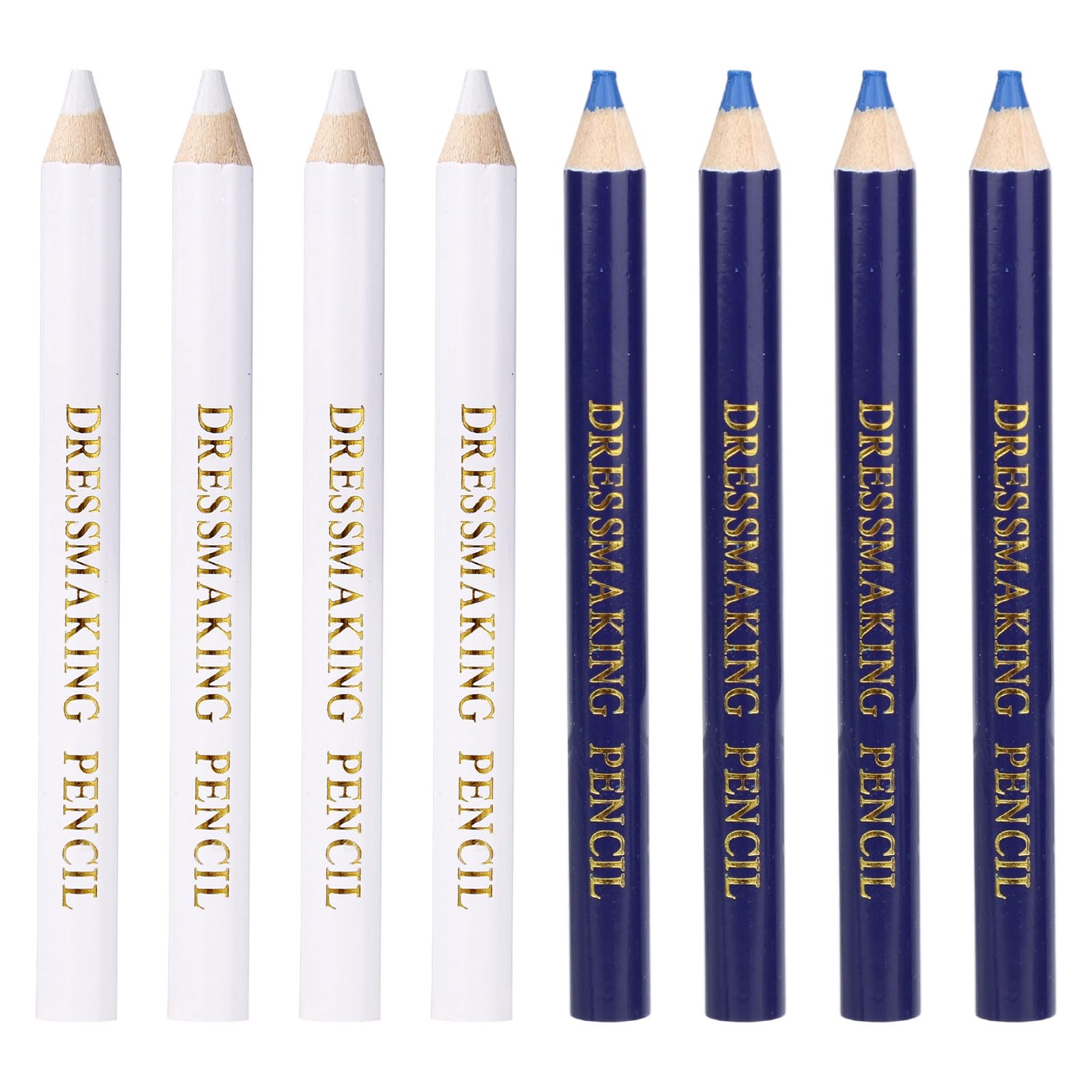 Sinbana 8pcs Fabric Pencil Marker for Sewing, 4 Blue & 4 White Water Soluble Fabric Pencil Tailors Dressmakers Chalk Cloth Pen Sewing Accessories Dressmaking Supplies for Quilting & Clothing DIY Craft