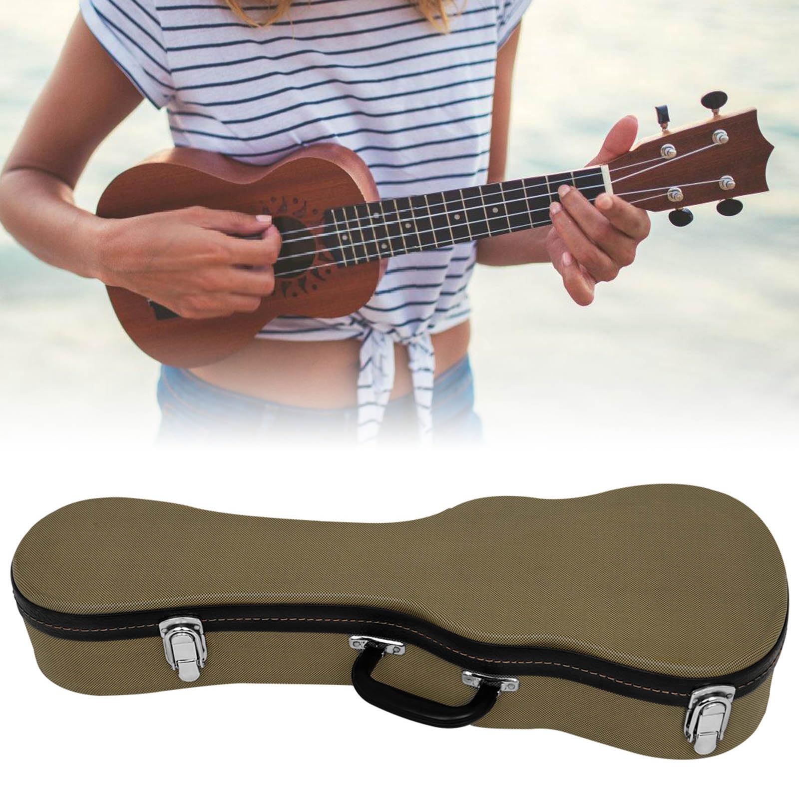 Funda rígida impermeable para ukelele, con asa de transporte, bolsa de almacenamiento portátil para ukelele
