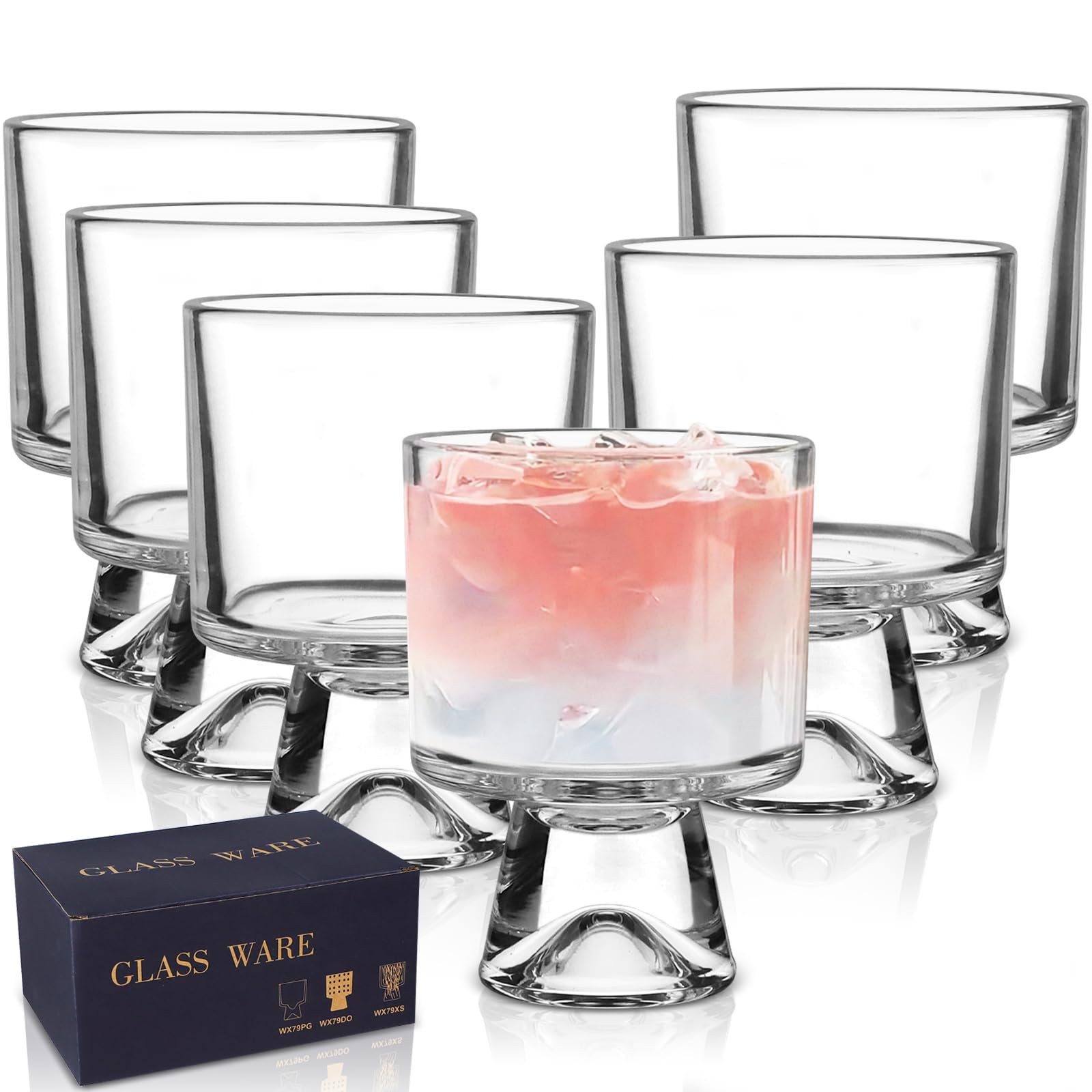 Hioph Glass Dessert Bowl, Clear Round Dessert Cup, Trifle Parfait Cup, Suitable for Ice Cream, Fruit, Party Desserts, (Set of 6, 235ML/8 OZ)