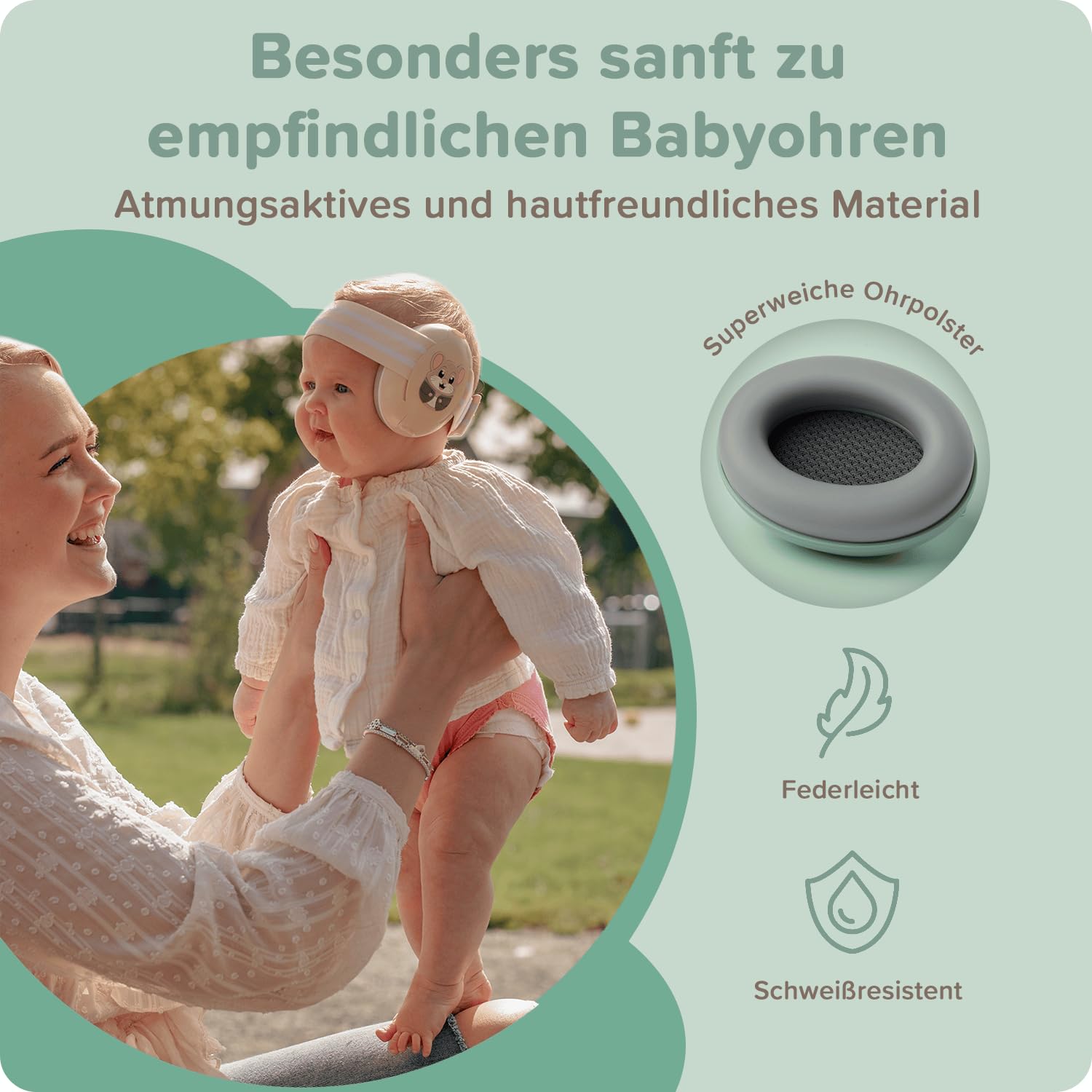 Lärmschutz Kopfhörer Kinder 3 bis 48 Monate - Gehörschutz Baby 25dB Geräuschreduktion - extraweiche Baby Ohrenschützer mit elastischem und verstellbarem Kopfband