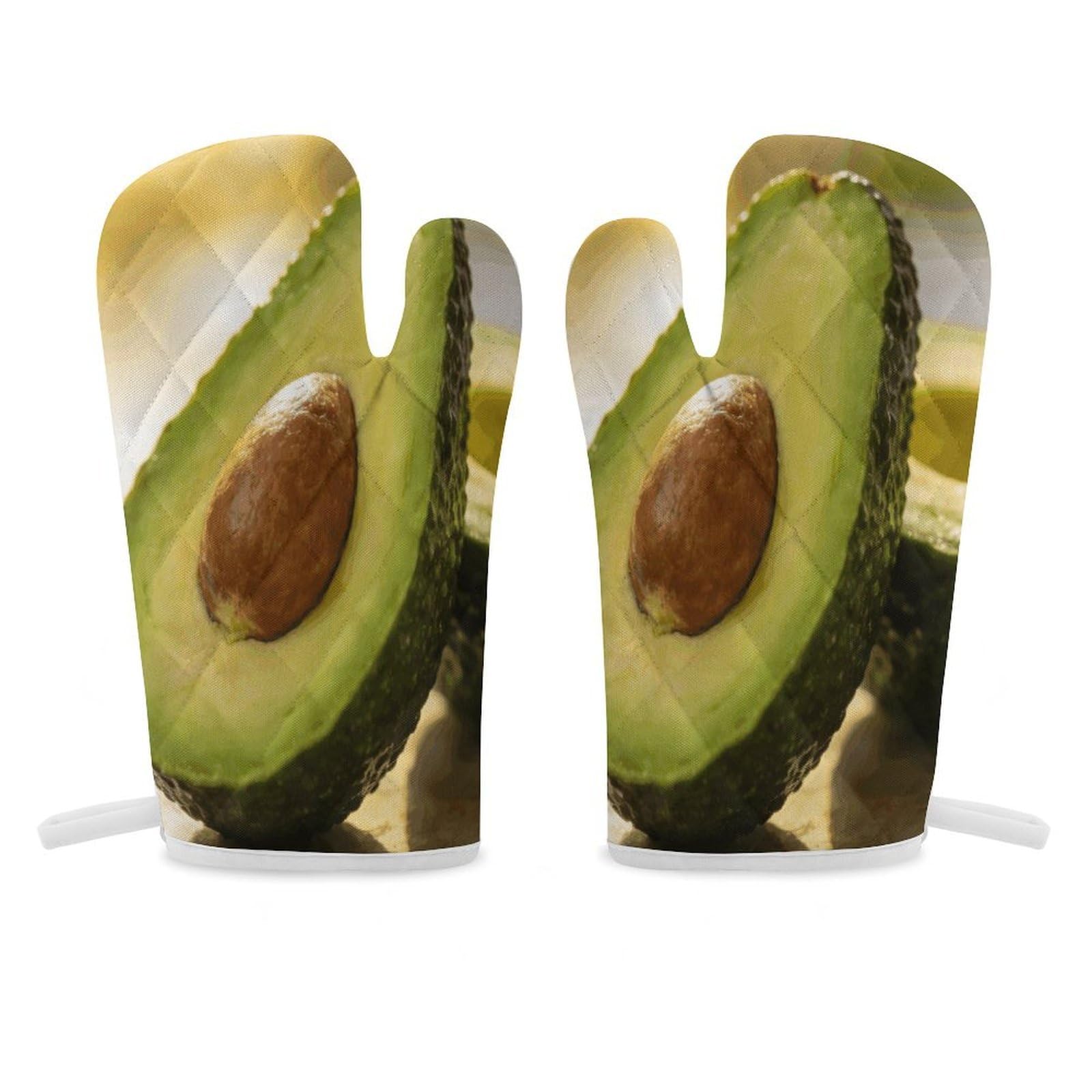 Avocado Oven Mitt Heat Resistant Potholder Set,Durable Oven Gloves for Gifts,Glove Pot Holder for Cooking Baking Grilling BBQ