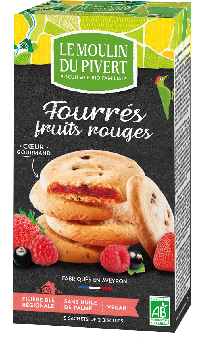 MOULIN DU PIVERT Biscuits Fourrés Fruits Rouges 175G Bio -