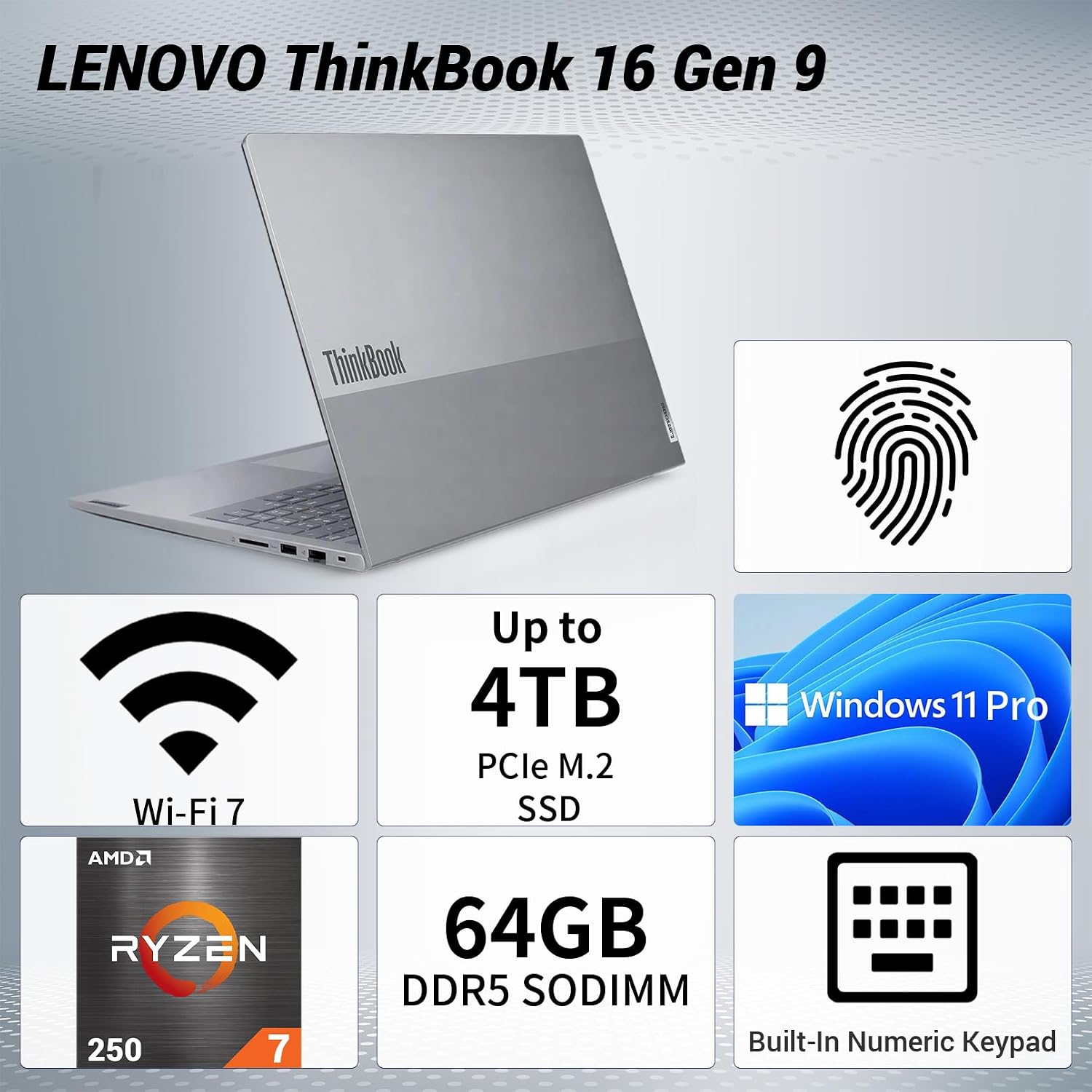 Lenovo ThinkBook 16 Gen 9 Laptop with AMD Ryzen 7 250, 32GB RAM + 1TB SSD 3 71skRmGFdML. AC SL1500