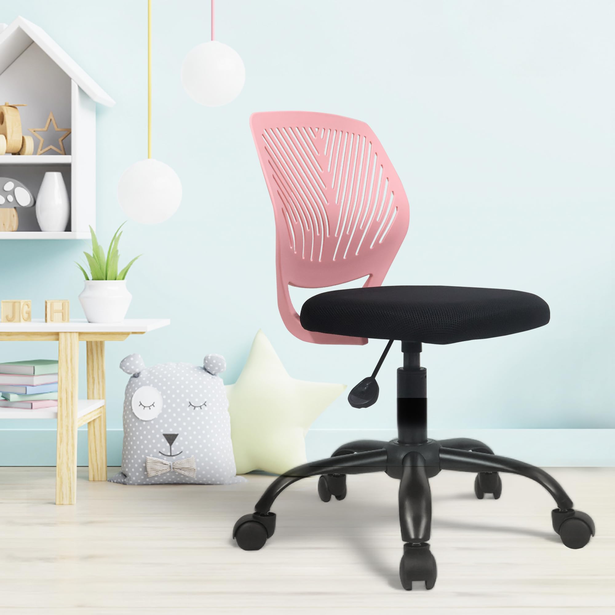 Make My Chairs Joypod Kids Rolling Rotating Chair with Adjustable Height | Cushion Seat | Metal Base Computer Desk & Kids Task Chairs (Pink)-picture-31
