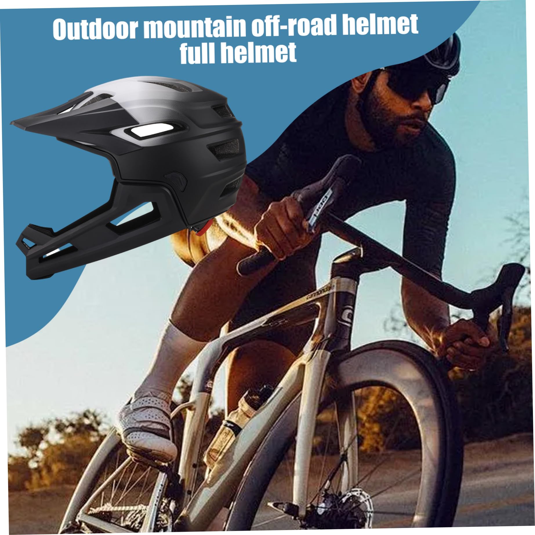 Casco de Bicicleta de montaña, Integral, extraíble y Ajustable, con Red antiinsectos, Transpirable y con absorción de Impactos, para Exteriores, Integral, para Adultos, BMX.