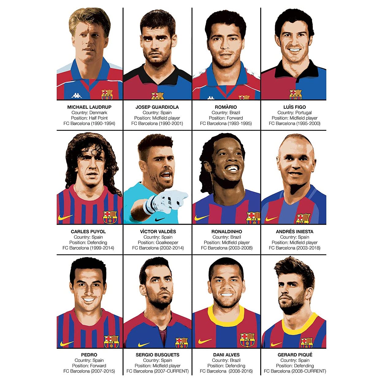 Poster Dédicacé De L'équipe Du FC Barcelone 2025-2026 - Format A4 - Impression Brillante - Parfait Pour Les Fans