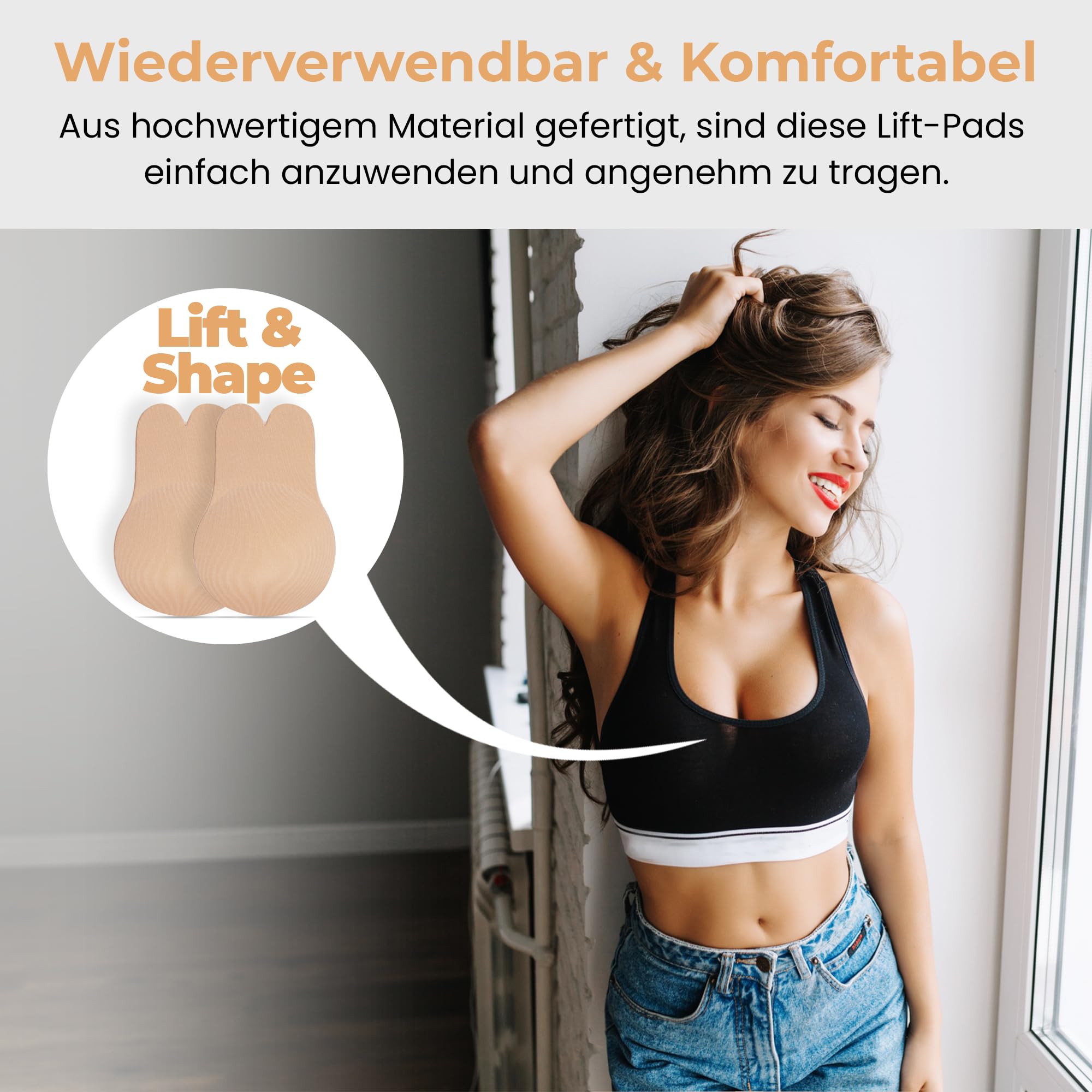 Dilara Królik Glue Bra zestaw 2 szt. – bez ramiączek samoprzylepny biustonosz z ręcznie nałożonym klejem, niewidoczny biustonosz push-up do sukienek bez pleców, wielokrotnego użytku
