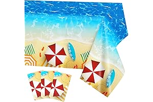 PHOGARY 3 Pieces Summer Beach Tablecloths Pool Surfboard Party Table Covers Plastic...