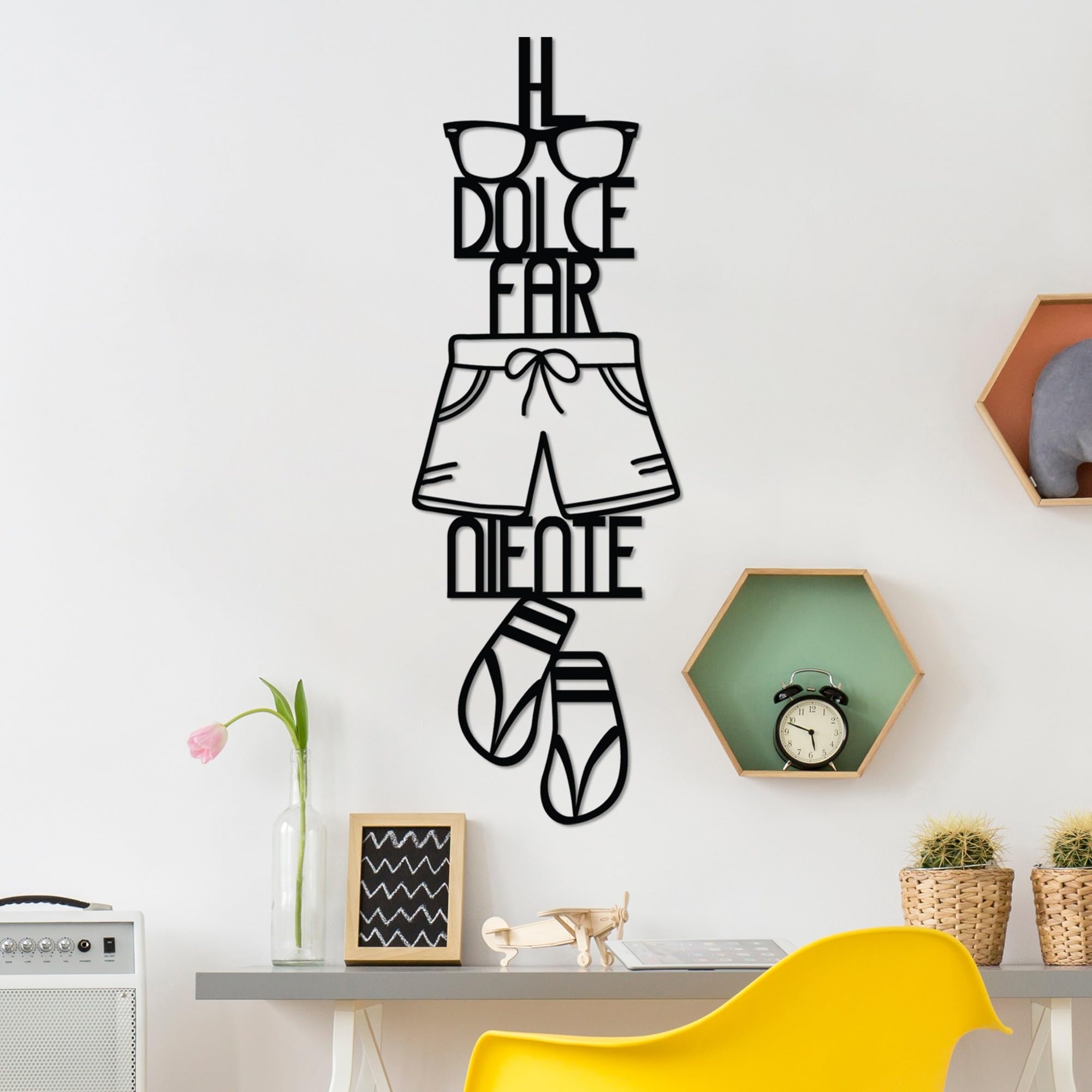 Hanah Home Stylish Black Decorative Metal Wall Accessory, 30 x 85 cm, 100% Metal, 1.5 mm Thickness, Lightweight (0.487 kg), Perfect for Modern Decor
