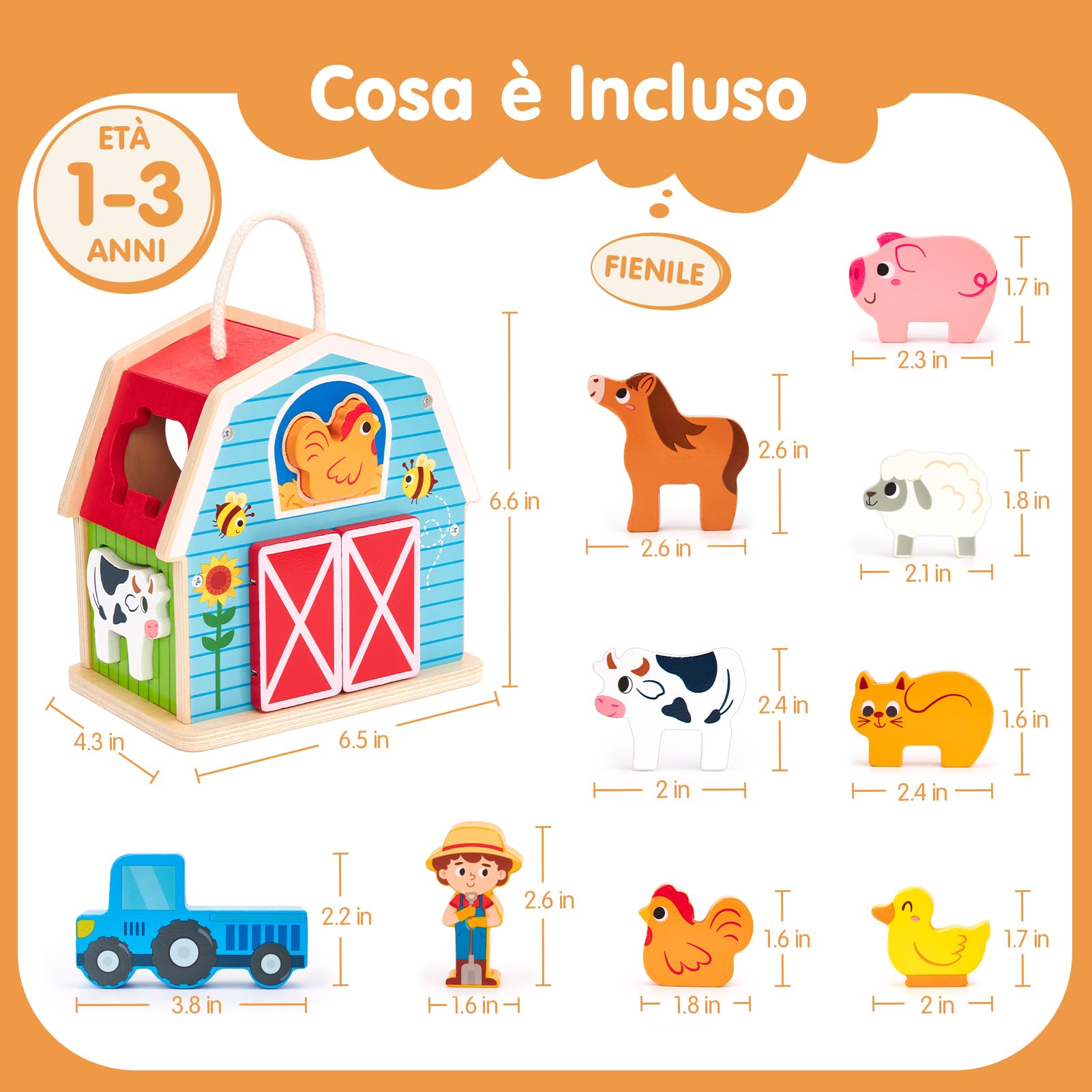 hahaland Giochi Montessori 1 Anno, 4 in 1 Giochi Legno Bambini 1 2 3 Anni | Gioco Impilare e Abbinamento Forme, Giocattoli Legno Montessori, Regalo Educativi Bambina Bambino