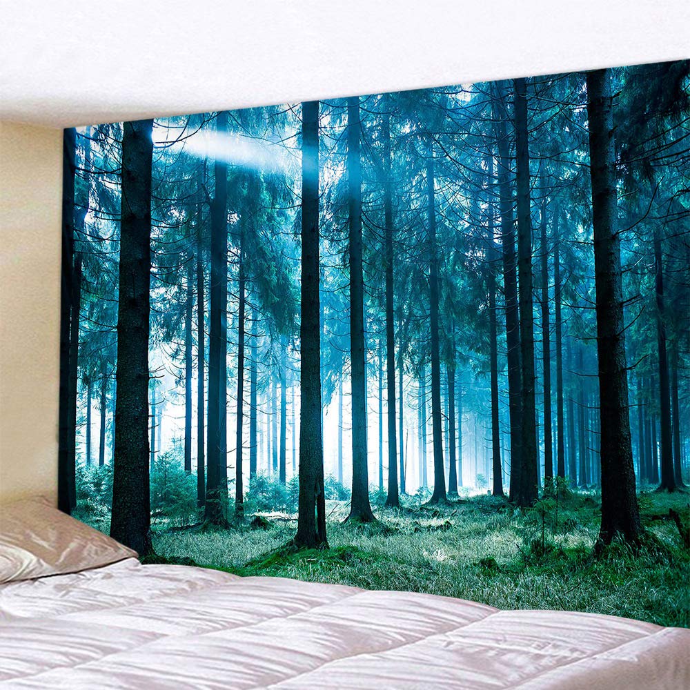 L/S Nature Landscapes Tapestry Forest Foggy 150x130 Bohemian Wall Hangings Psychedelic Sunlight Art Wall Tapestries Decoration For Living Room Bedroom