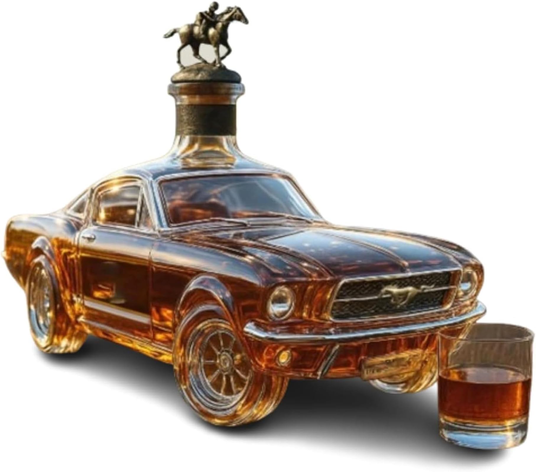 Livoravoli Car Shaped Whiskey Decanter 300ml, 3D Hand-Blown Racing Sports Car Glass Bottle, Novelty Whiskey Dispenser for Men, Gift for Car Lovers and Whiskey Enthusiasts (D)