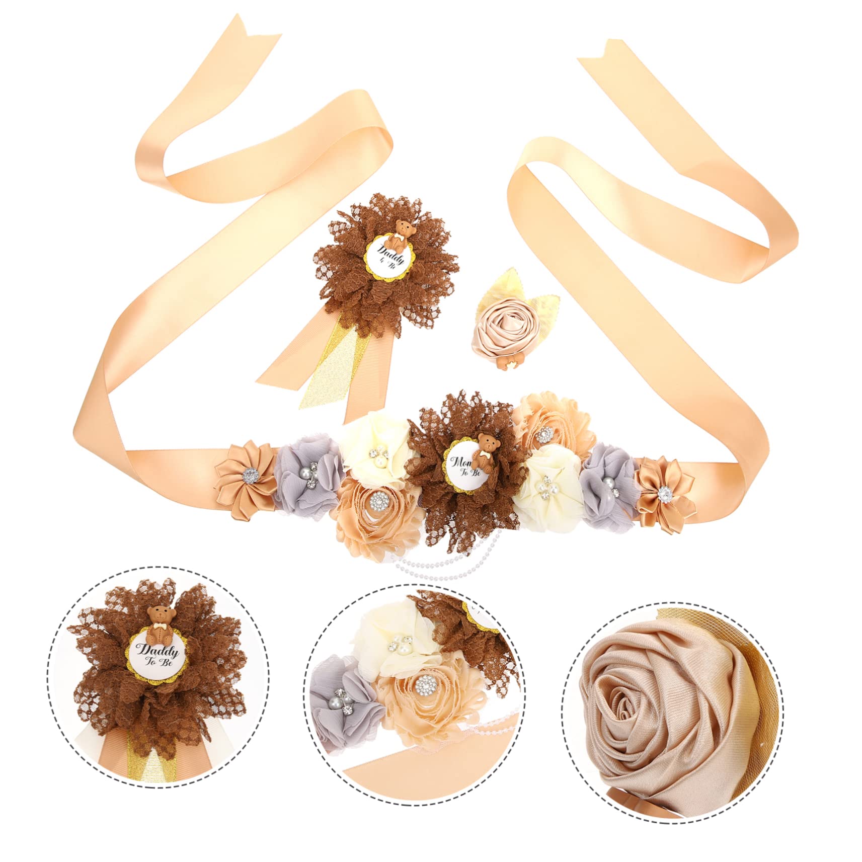 WOFASHPURET Gothic Mommy to Be Sash Pink Flower Belt for Baby Shower Sash Corsage Pin