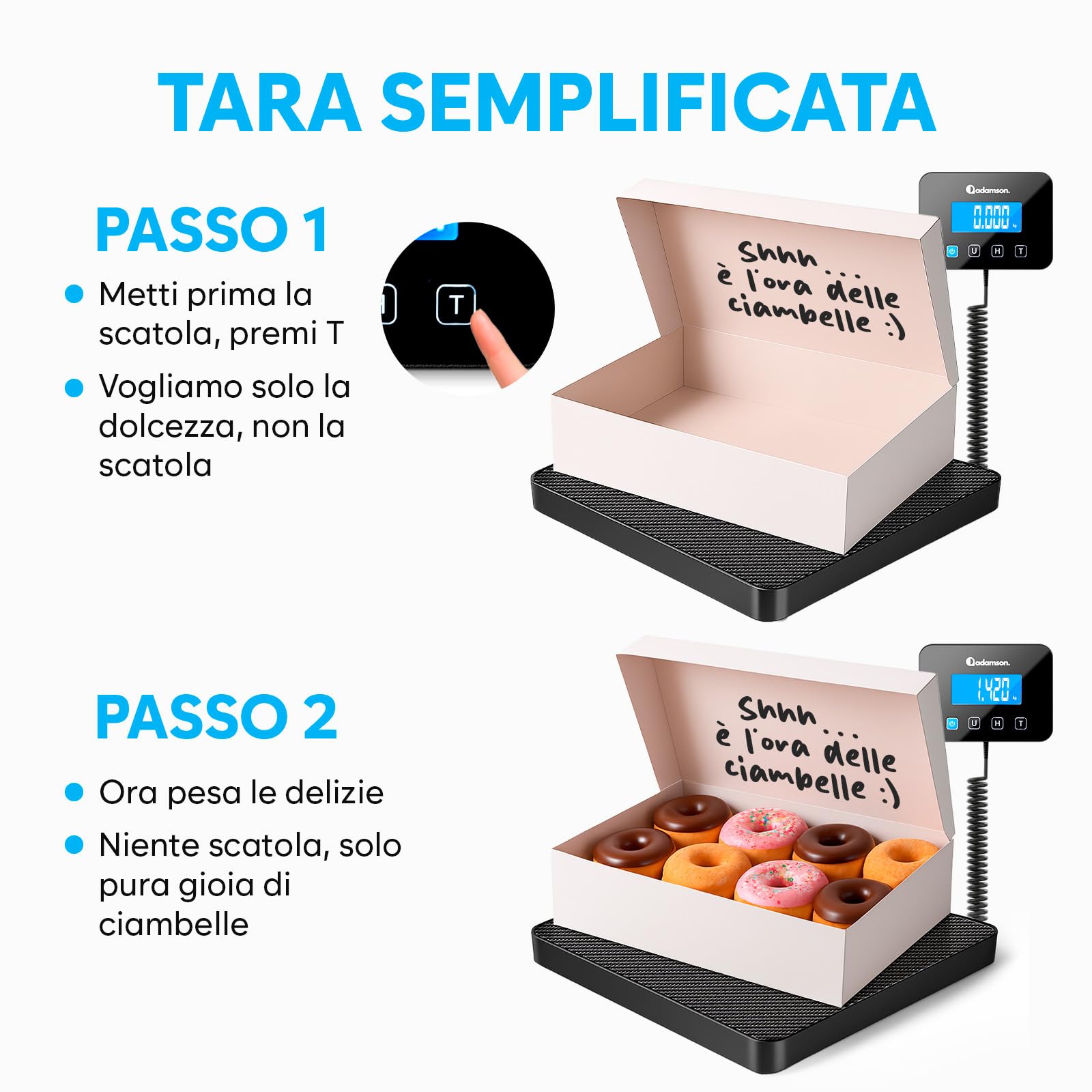 Bilancia Professionale 200 kg/10 g Alta Precisione con Funzione Hold/Tara per Pacchi Bagagli Uso Industriale Nero Opaco