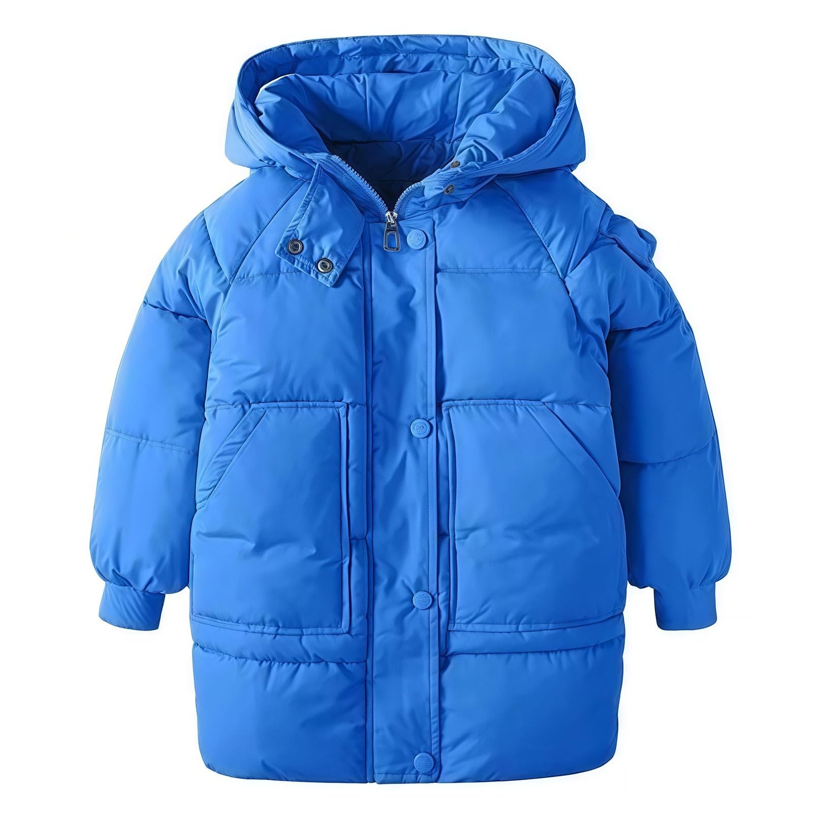 3-12 Ans Hiver Filles Doudoune Longue Style Couleur Unie Mode Parka Manteau à Capuche Fermeture éclair Vêtements D'extérieur Cadeau D'anniversaire Enfants Vêtements