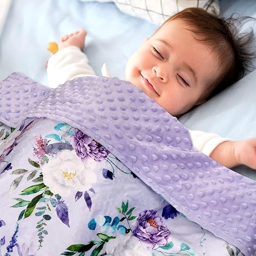 Miniatura 2 de Mantas de bebé para niñas y niños, manta de felpa suave Minky de 30 x 40 pulgadas con respaldo de puntos de doble capa para recién nacido, manta