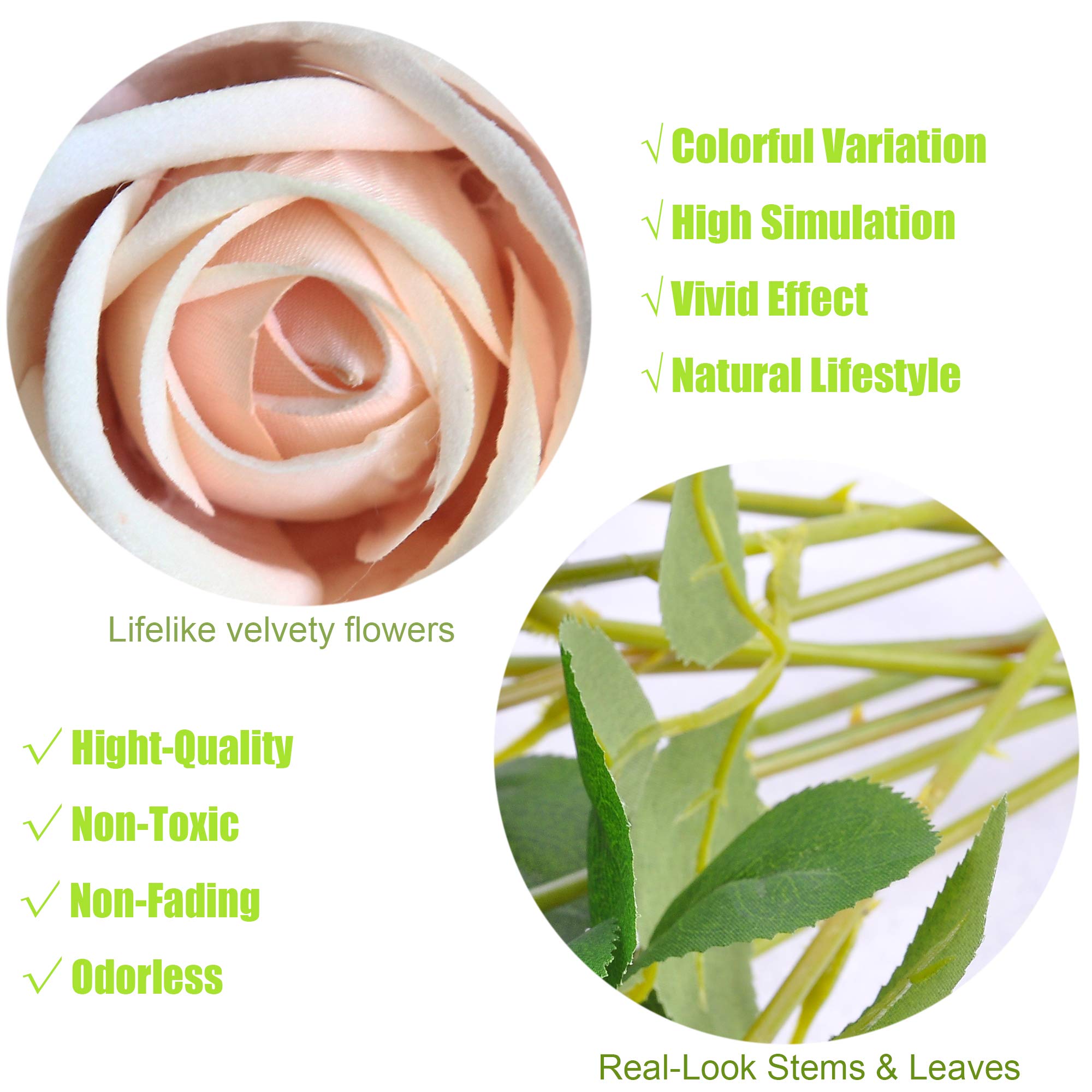 cnKnight Rosa artificiale in massa all'ingrosso, 50 pezzi, 10 cm, in velluto di seta con