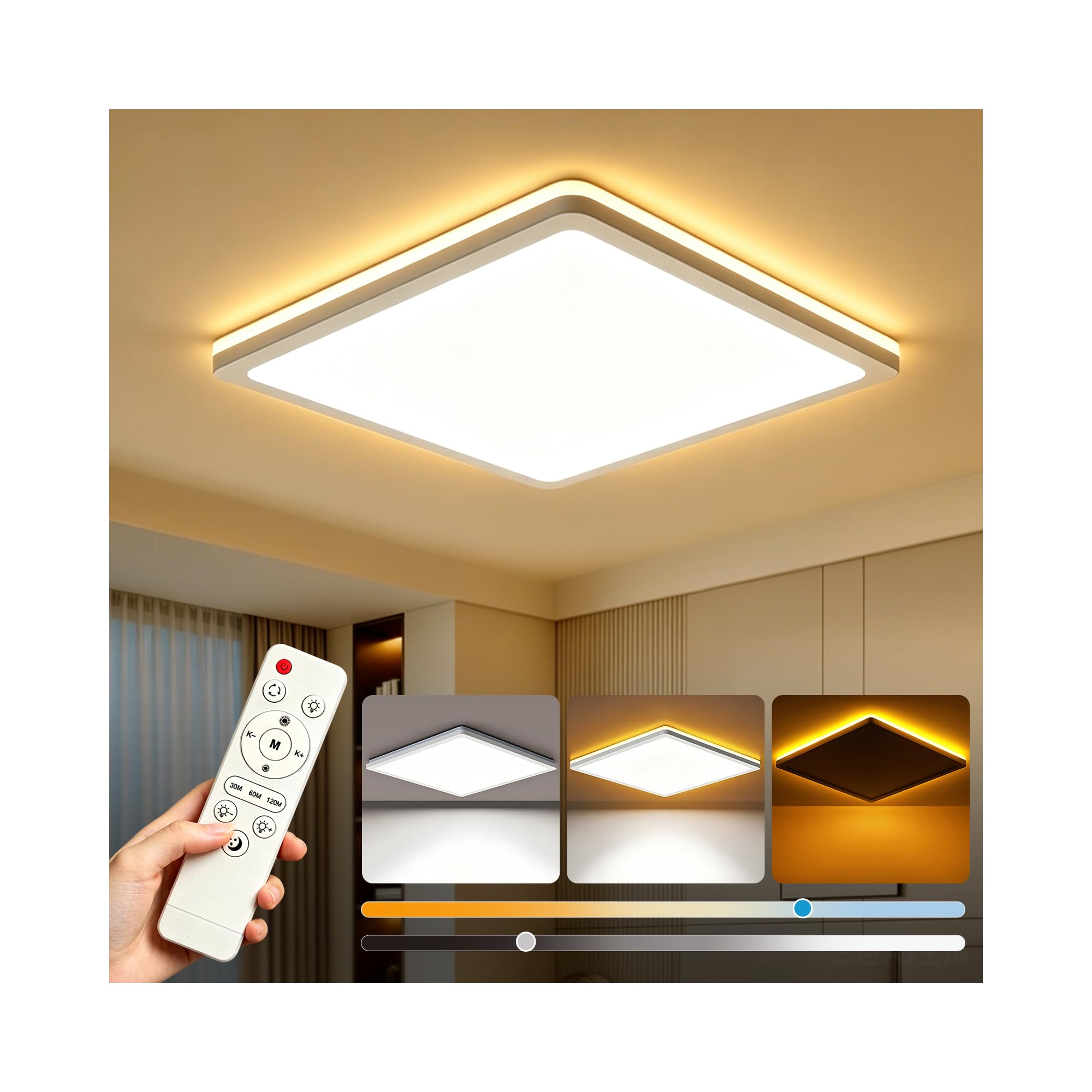 11.5'' LED Ceiling Light with Remote, 29cm Dimmable, Simple Low-Profile