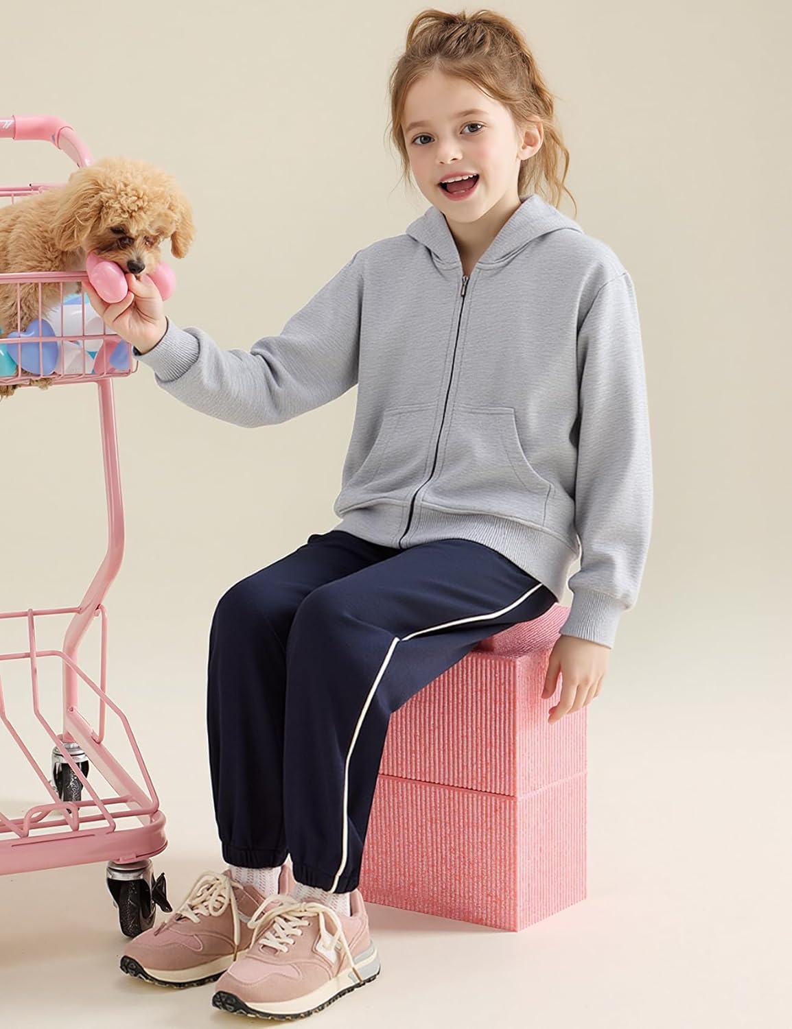 Flygo Unisex Boys Girls Hoodie Sweatshirt Full Zip Up Casual Long Sleeve Solid Jacket Kids Lightweight Outwear with Pockets - Image 5