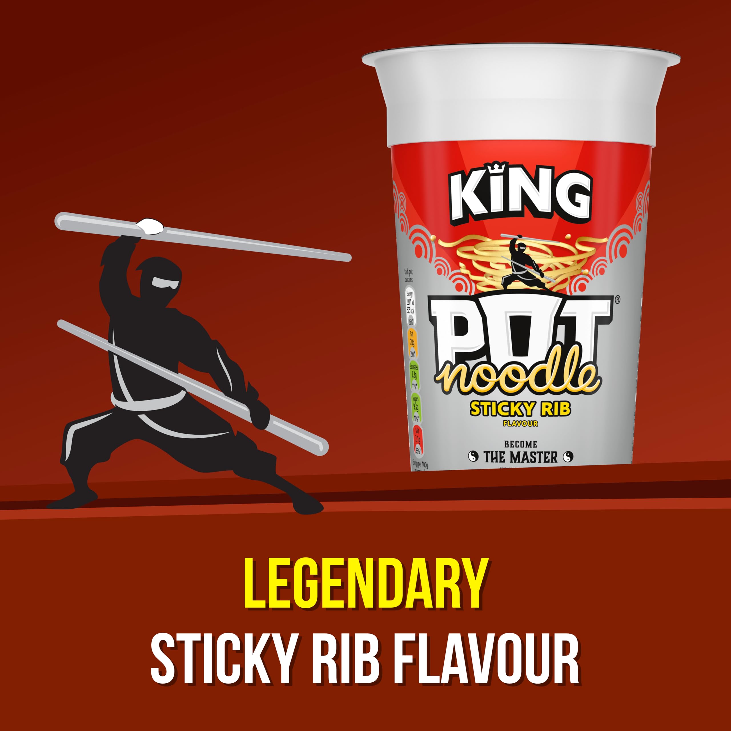 Pot Noodle Sticky Rib King Pot Instant Vegan* Snack Quick to Make Nudeln 12x 114g