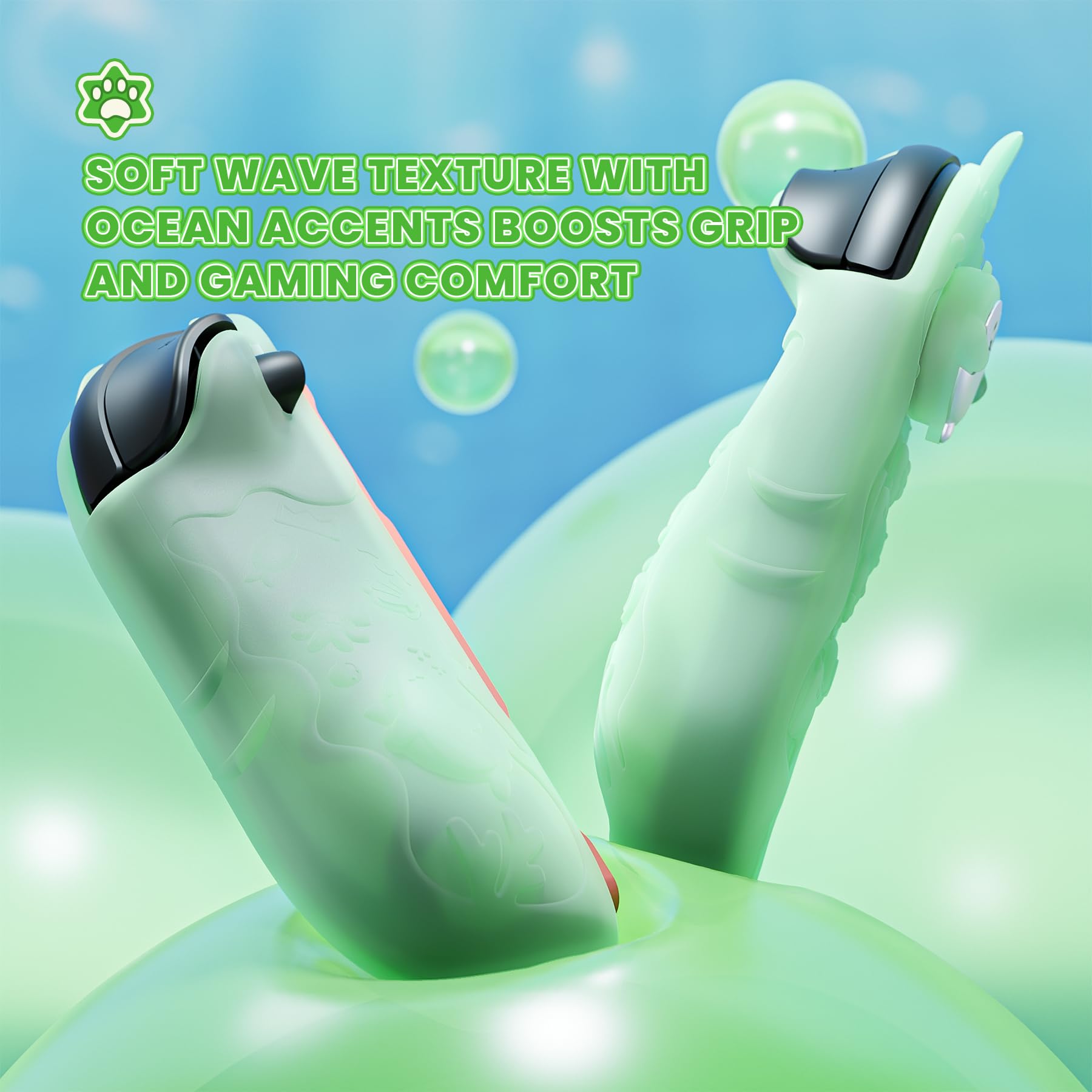 playvital Cover Dockable per Nintendo Switch 2, Custodia Grip Silicone per Joycon 2 &Copertura Console Protettiva Rigida &Copri Analogici Carini, Accessori per Switch 2, Ocean Whisper-Verde Pastello