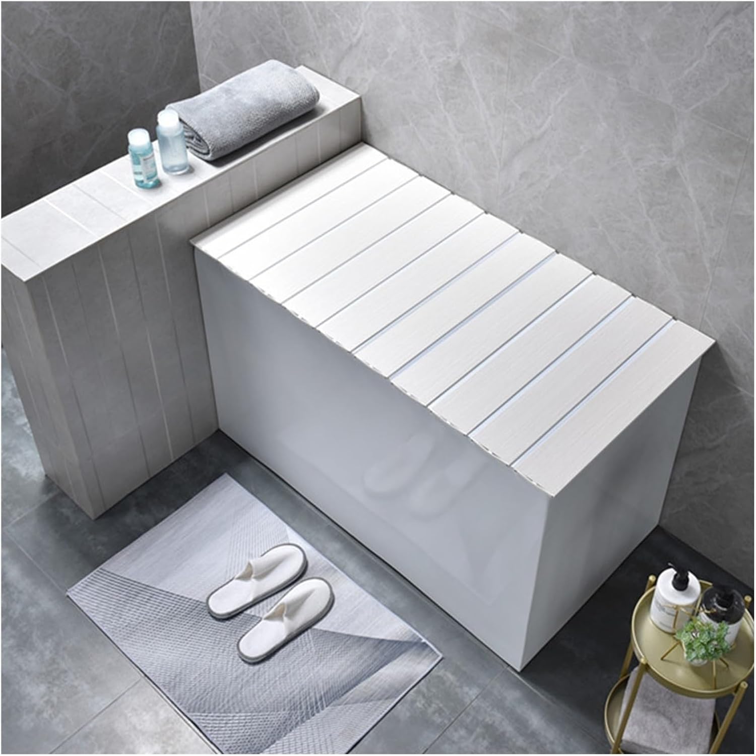Waterproof Foldable Bath Tub Cover 0.6cm Thick PVC Dustproof Versatile Bathroom Protection Spa Experience at Home Durable & Easy to Clean 80 x 138 cm