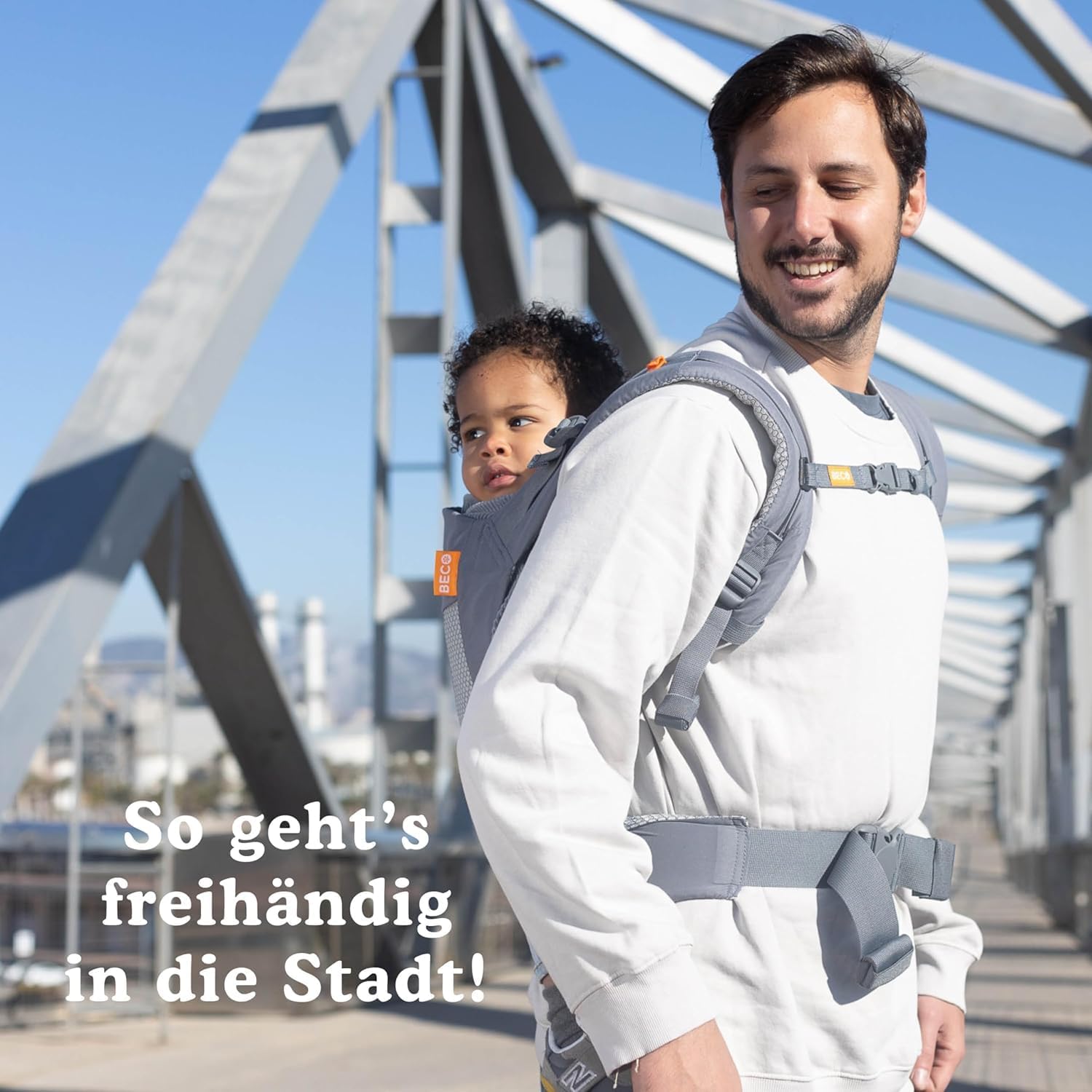Beco Toddler Cool Babytrage & Kindertrage (24-48 monate)- Atmungsaktive 3D-Performance-Mesh Trage Kleinkind, Hüftfreundlich mit 2 Tragepositionen: Bauchtrage & Rückentrage (Dunkelgrau)