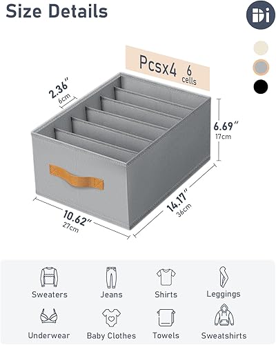 Miniatura 3 de DIMJ Organizadores grandes de ropa para armario, organizador de ropa plegable para jeans, suéter, camisa, pantalones, ropa interior, cajón de ropa