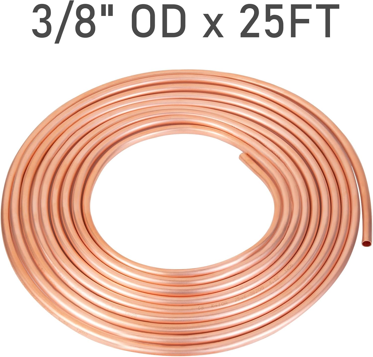 Copper Tubing 3/8" OD x 0.328" ID x 25 Ft - 99.9% C12200 Pure ACR Copper Tube,Refrigeration Seamless Round T2 Pure copper tubes,Round Seamless Tubing for Refrigerator HVAC System Industry DIY
