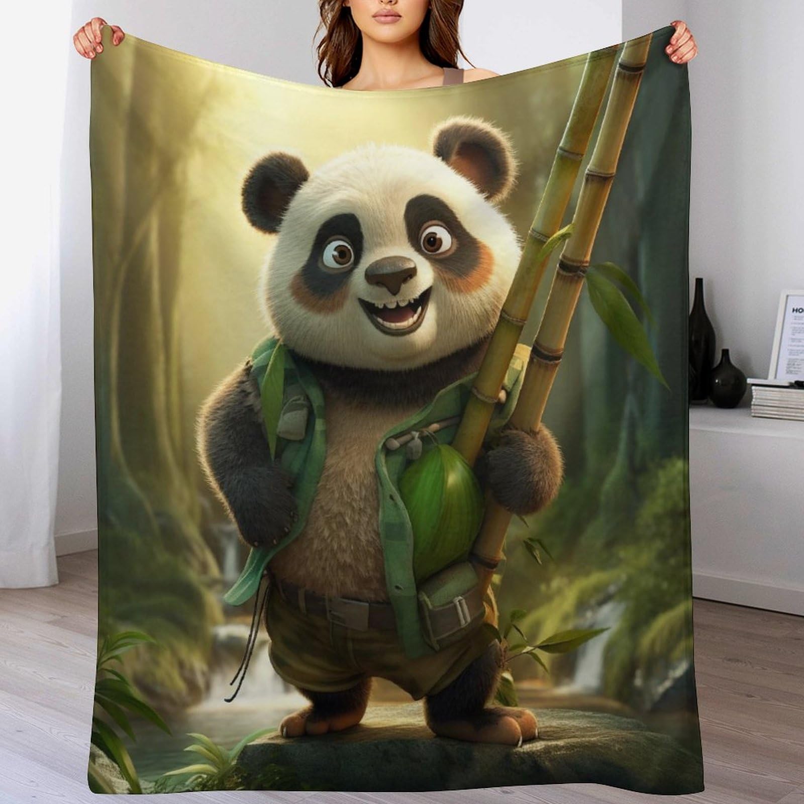 Jeté de canapé panda plaid chaud pour grands frleux lit et voyage