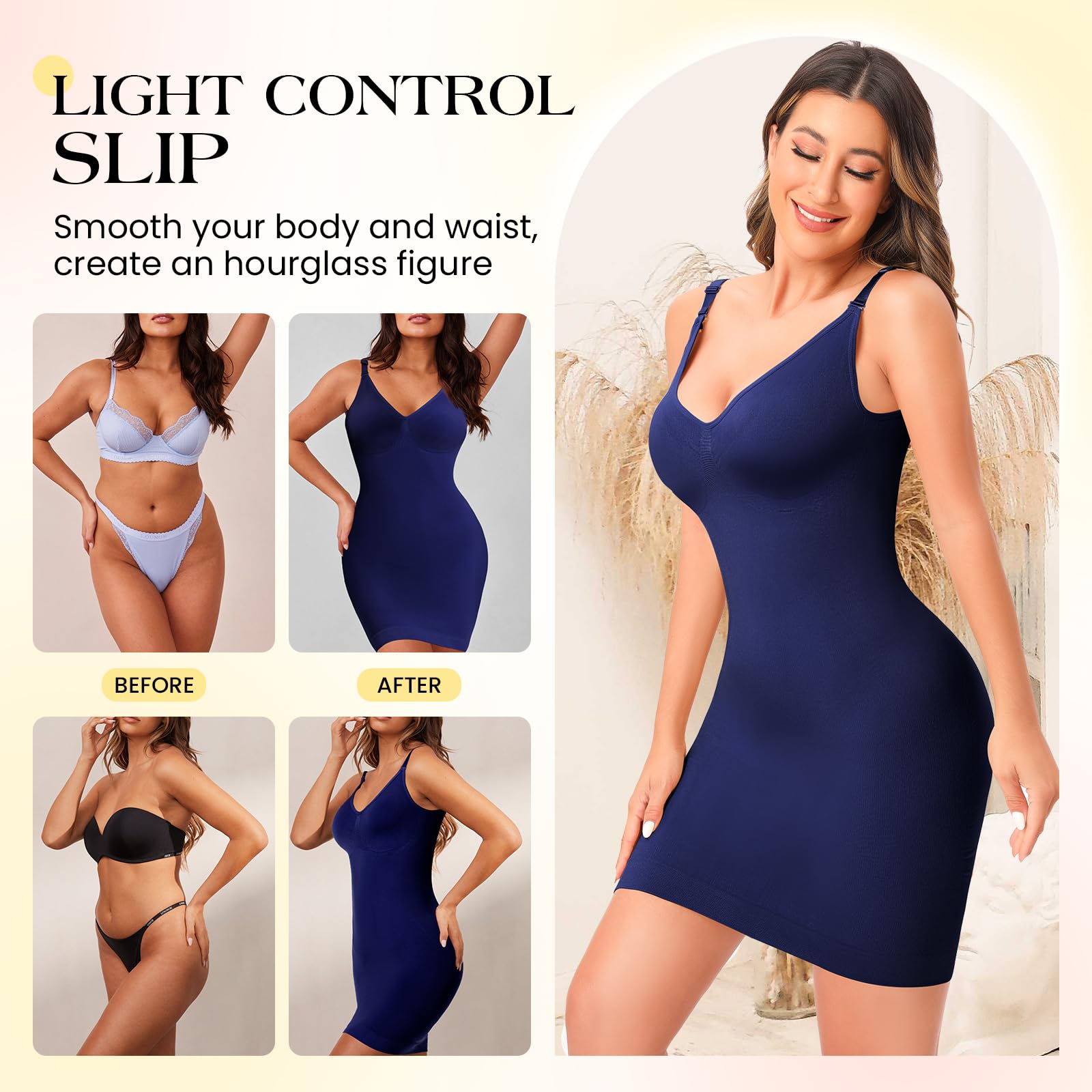 Nebility Shapewear Dress Slips For Women Tummy Control Body Shaper Full