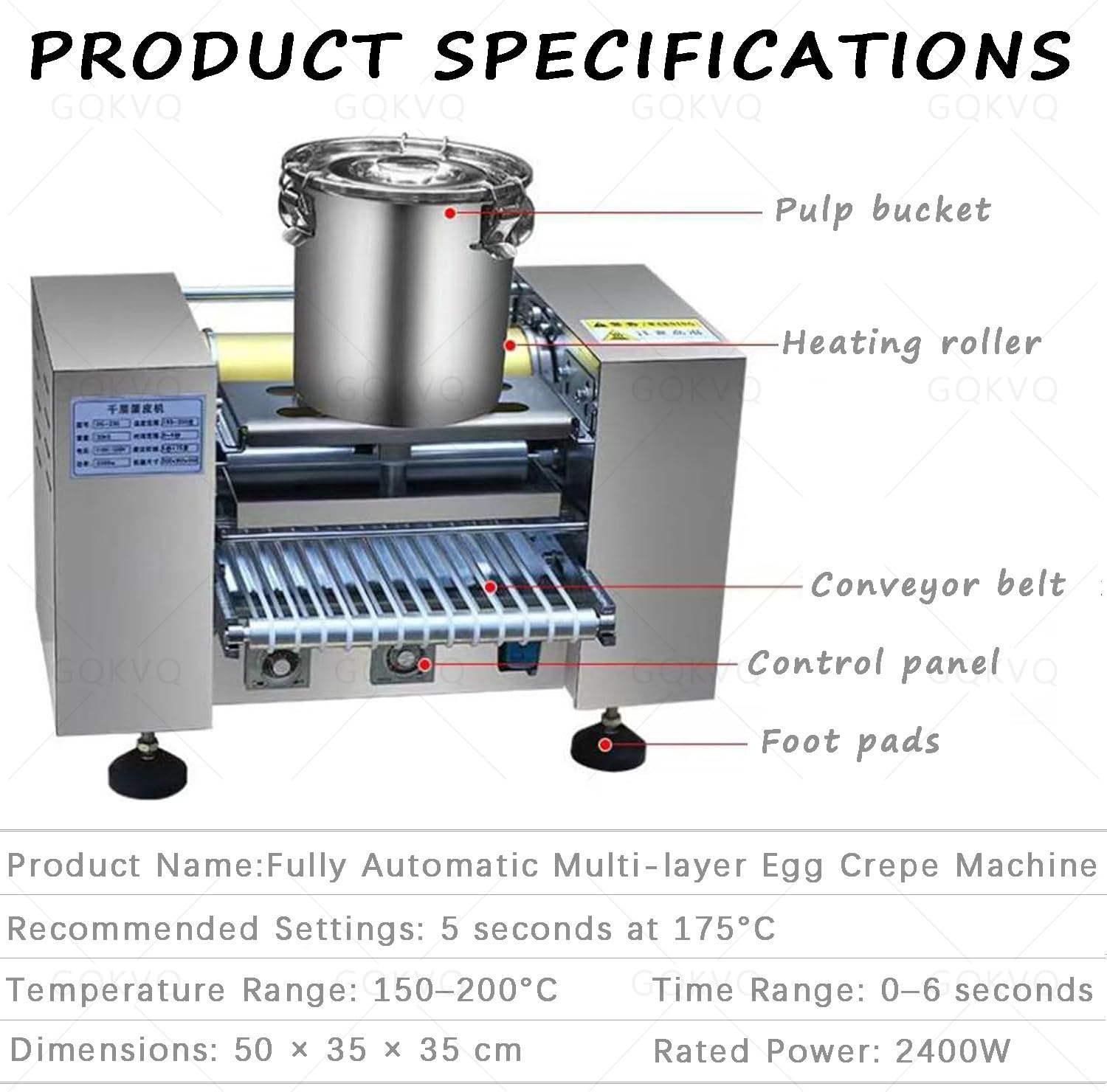 Macchina Automatica per la Preparazione di croste di Torte,Macchina per crêpe elettrica da 2400 W,Temperatura Regolabile da 150 a 200 °C,per Torte Mille crêpe da 6/8 Pollici 6inch
