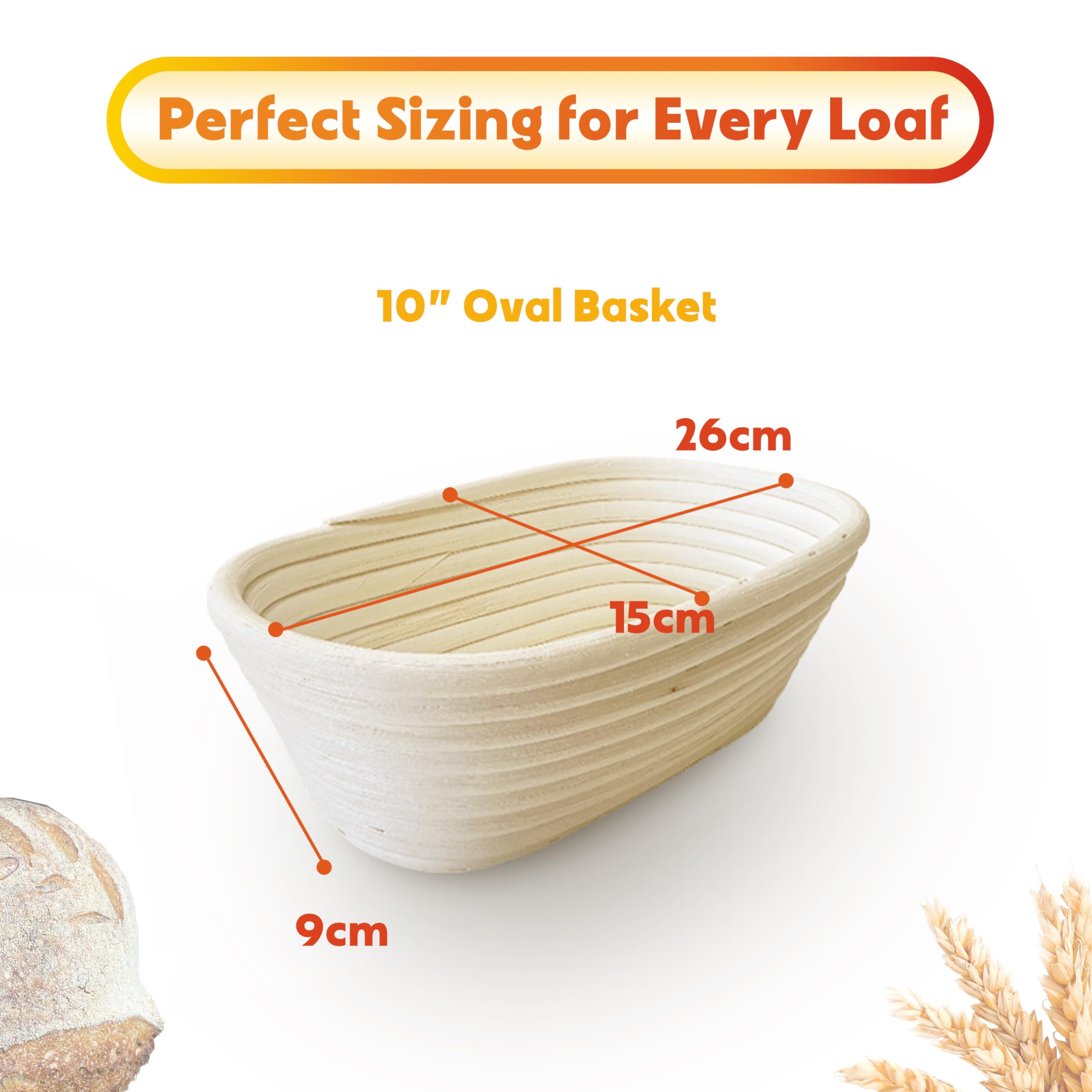 Homiely Bread Proofing Basket, Natural Rattan Sourdough, 10" banneton basket Oval with Linen Cloth for professional Home Bakers - Image 2