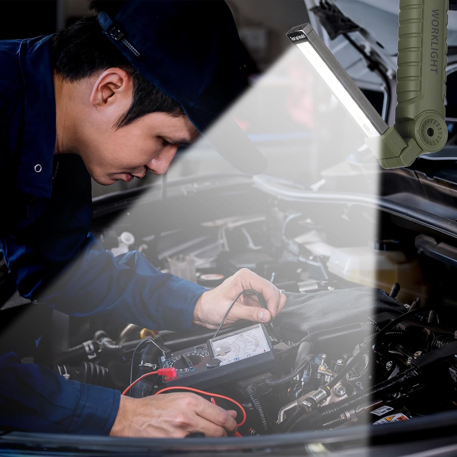 6 Pcs Rechargeable LED Work Light 5 Modes 360° Rotate LED Work Flashlights with Magnetic Base for Car Repair Stocking Stuffers Men Gifts