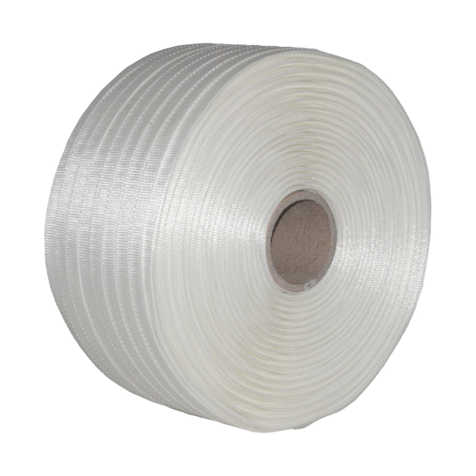 KK Verpackungen Textil Umreifungsband 16 mm x 850 m | 1 x Rolle, gewebt, Reißfestigkeit 450 KG, Kern 76 mm | Für scharfkantige Materialien | Polyester Verpackungsband