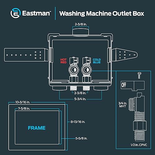 Miniatura 6 de Eastman Conexión CPVC de 12 pulgada x 34 pulgadas MHT caja de salida de lavadora, empuje para conectar accesorios de plomería de latón, doble