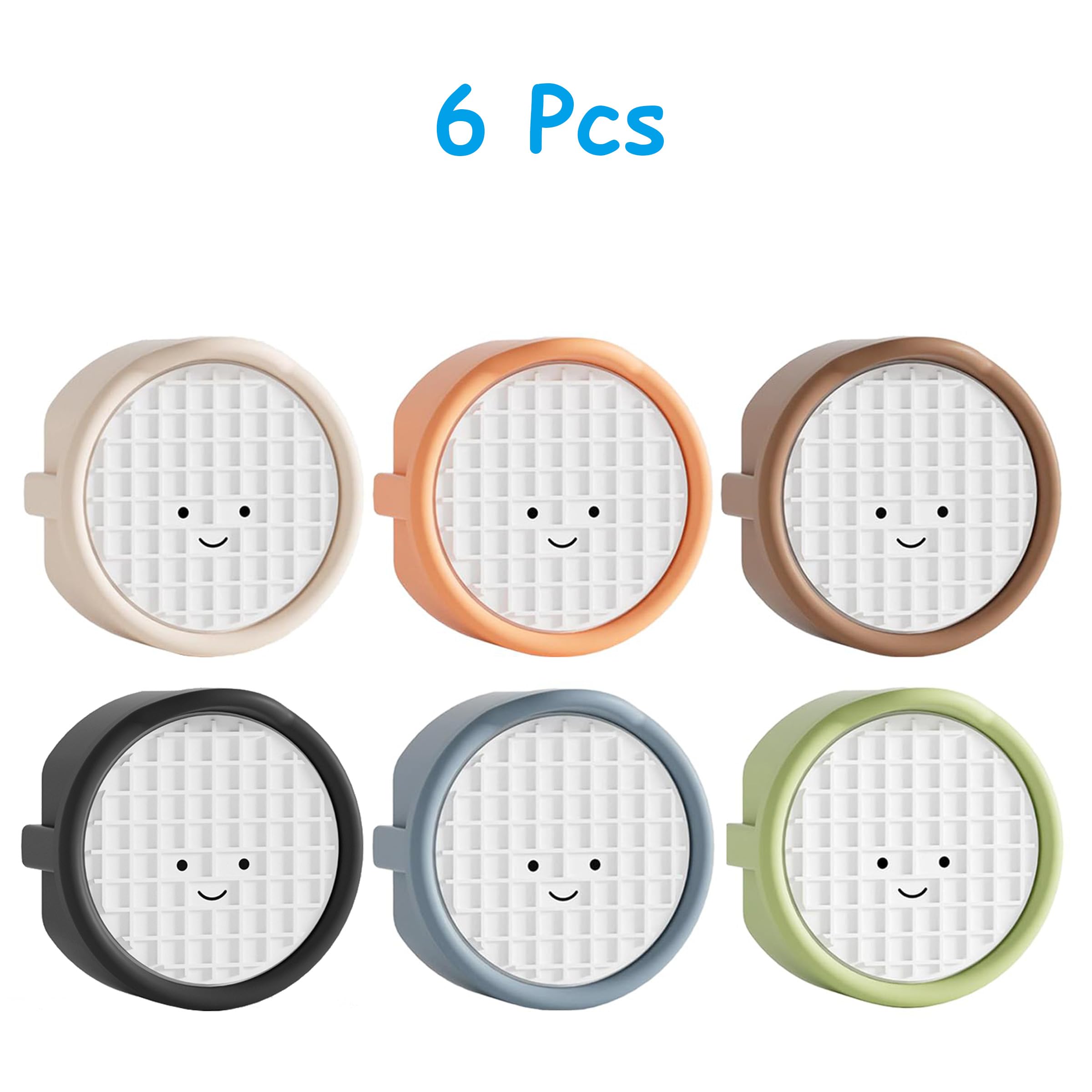 Lot de 6 cache-prises type F silicone smiley protection enfants couleurs