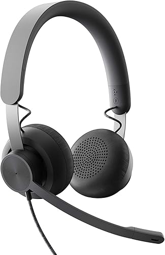 Logitech Zone - Auriculares con cancelación de ruido con cable, USB-C con adaptador USB-A, grafito, color negro
