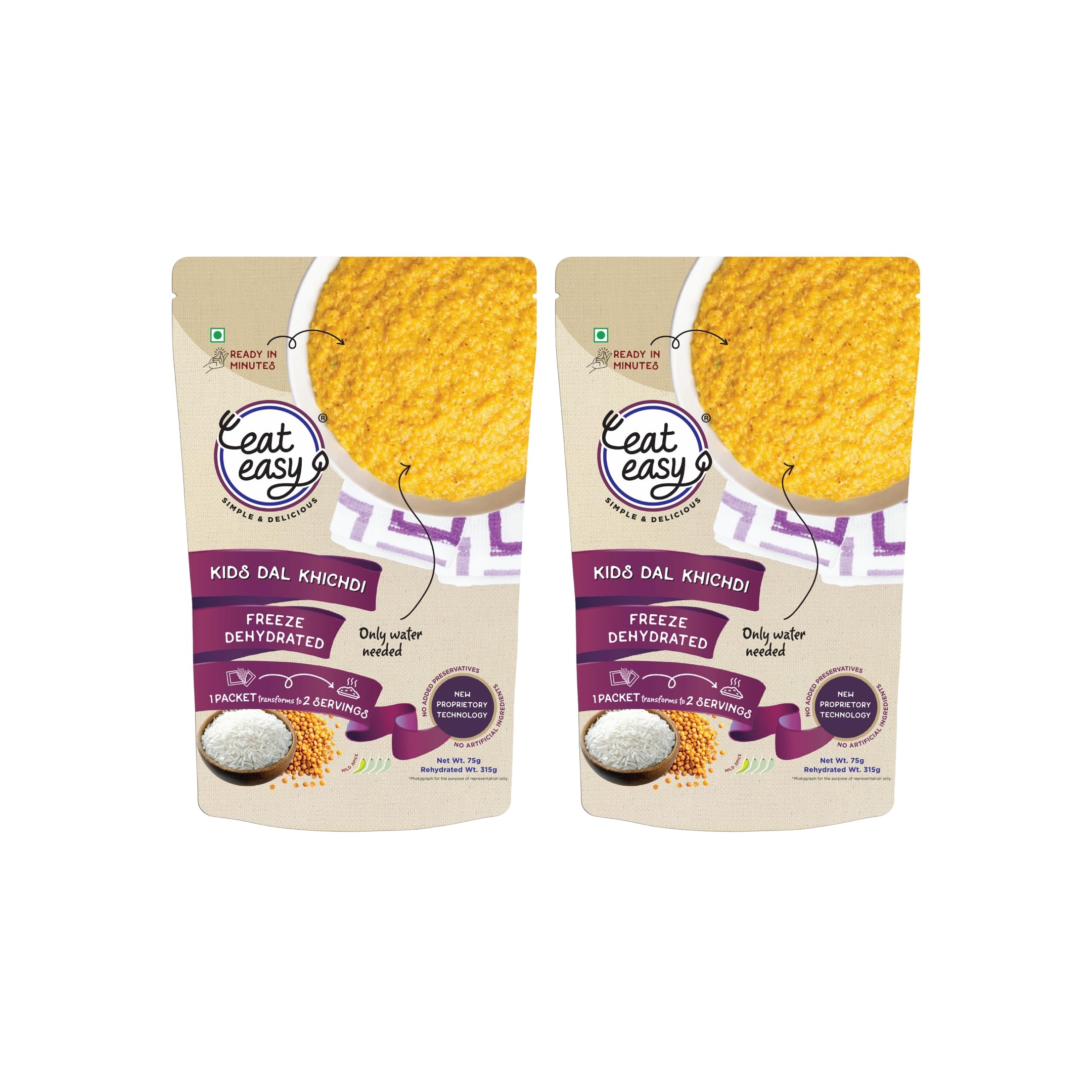 Eat Easy Ready to Eat Kids Dal Khichdi- 75gm (Pack of 2) | Freeze Dried | Just Add Hot Water-image-14