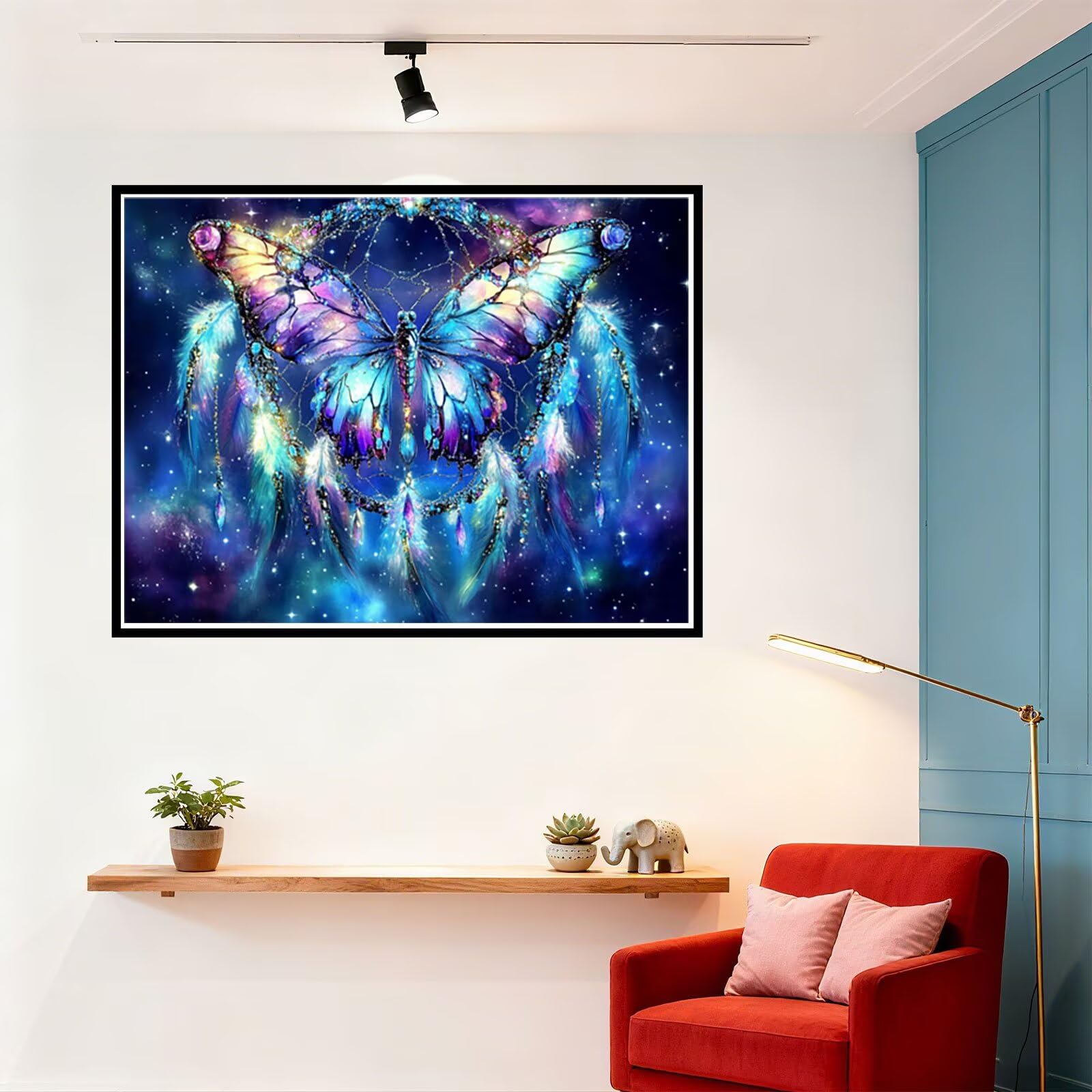 Peinture Numero Adulte Papillon Coloriage par Numero Adulte Attrape RêVes DIY Paint by Numbers, avec Pinceaux Peinture Loisir Creatif Enfant Cadeau Femme, Pour Decoration Maison 90x120cm H - 959