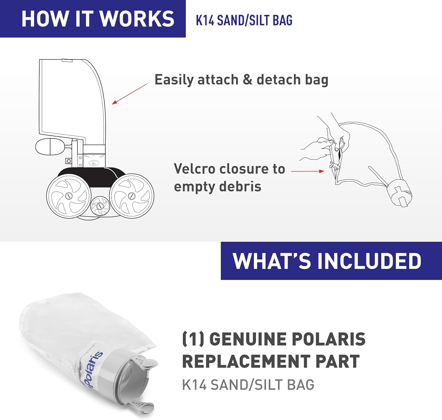 Polaris Genuine Parts K14 Sand & Silt Bag Built for Polaris Pressure Cleaners 280, TR28P, 280 Tank Trax, and 480