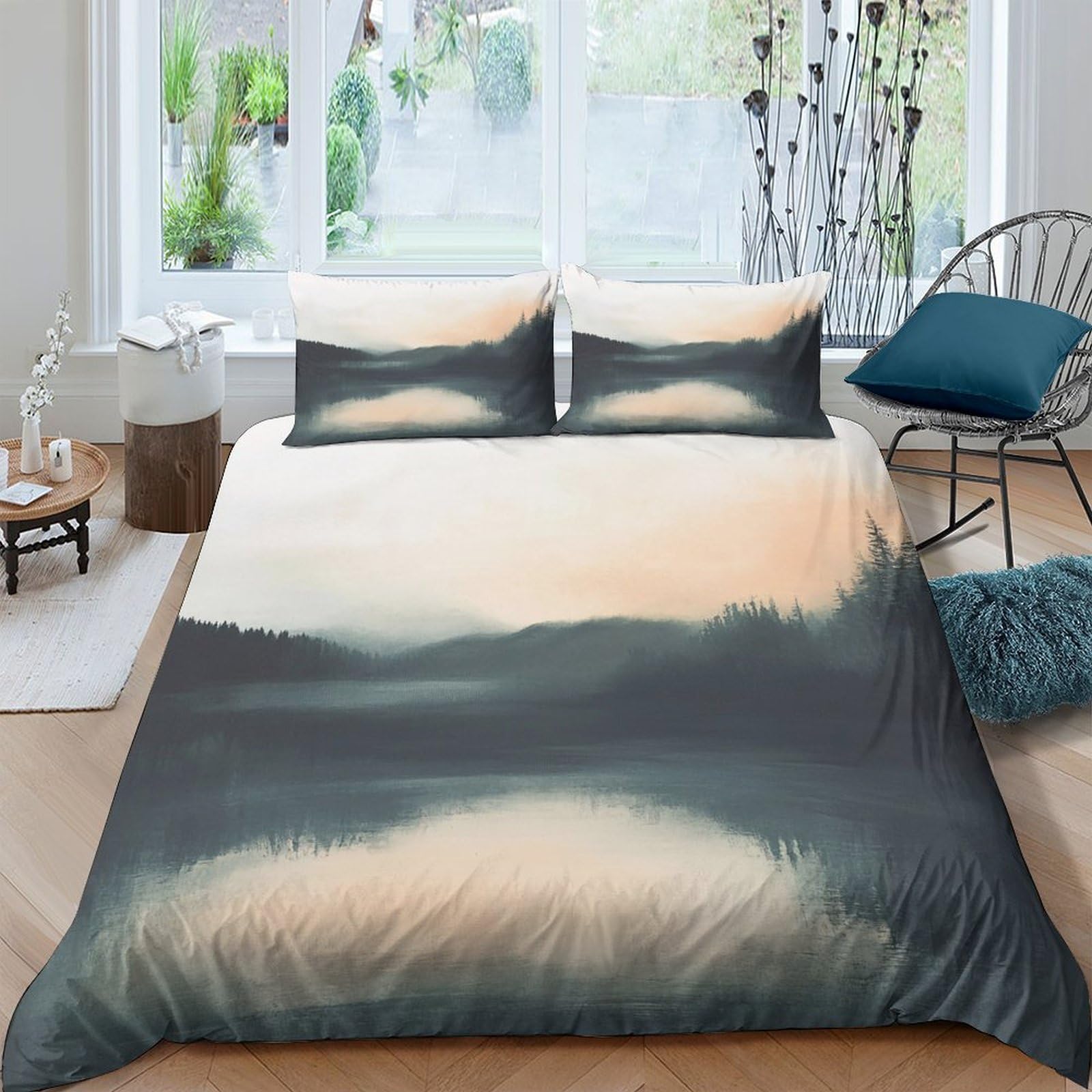 Ctjqhvkz Style-7 3D Printed Misty Sunrise Landscape Fitted Sheet Microfiber Soft Bed Cover For Bedroom Guest Room Dorm Decor Single（135X200cm）