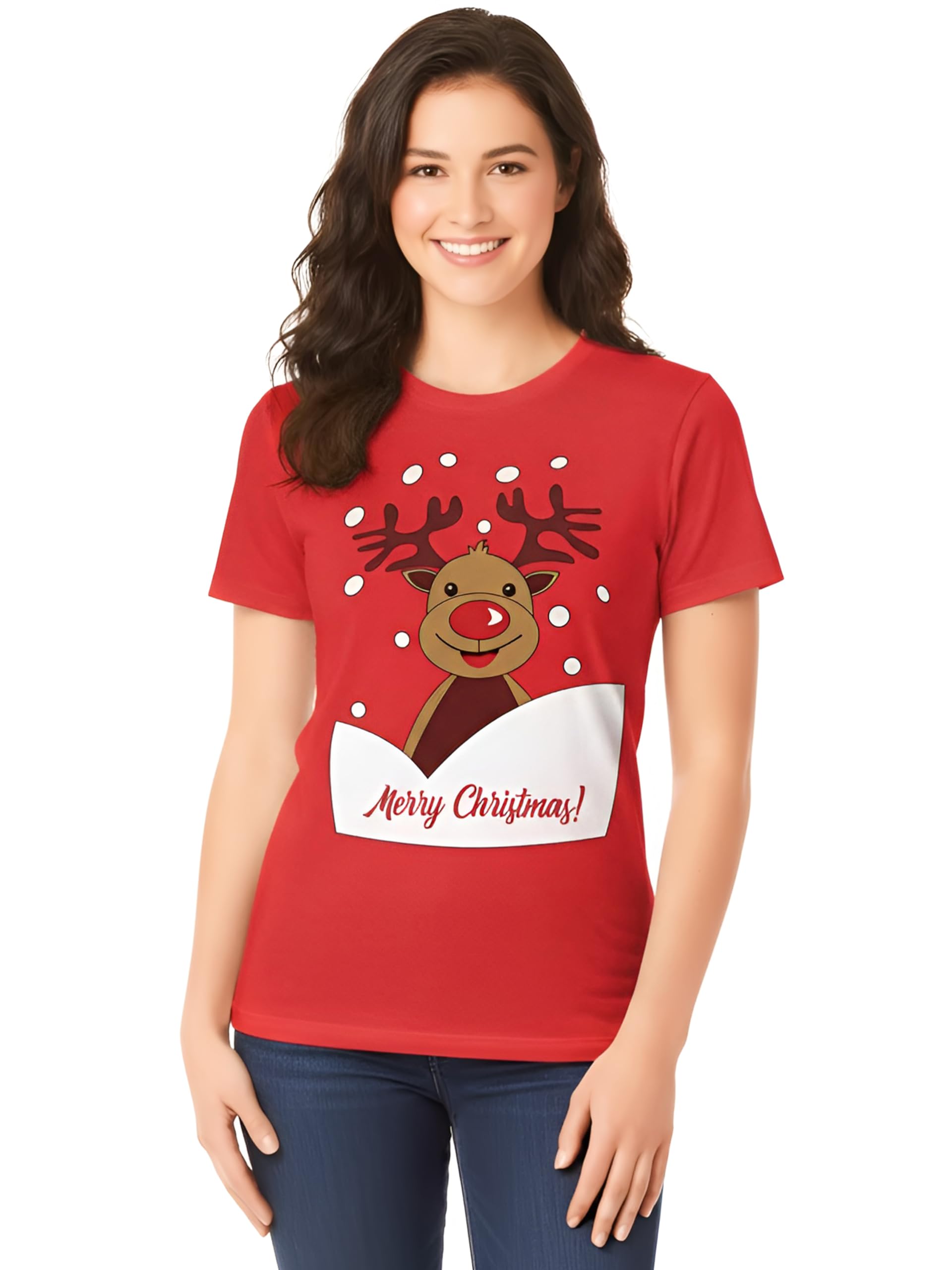 Love My Fashions Christmas Tshirts for Womens Xmas Party Shirts Festival Tshirts Snowmen Santa Fun Reindeer Jumpers