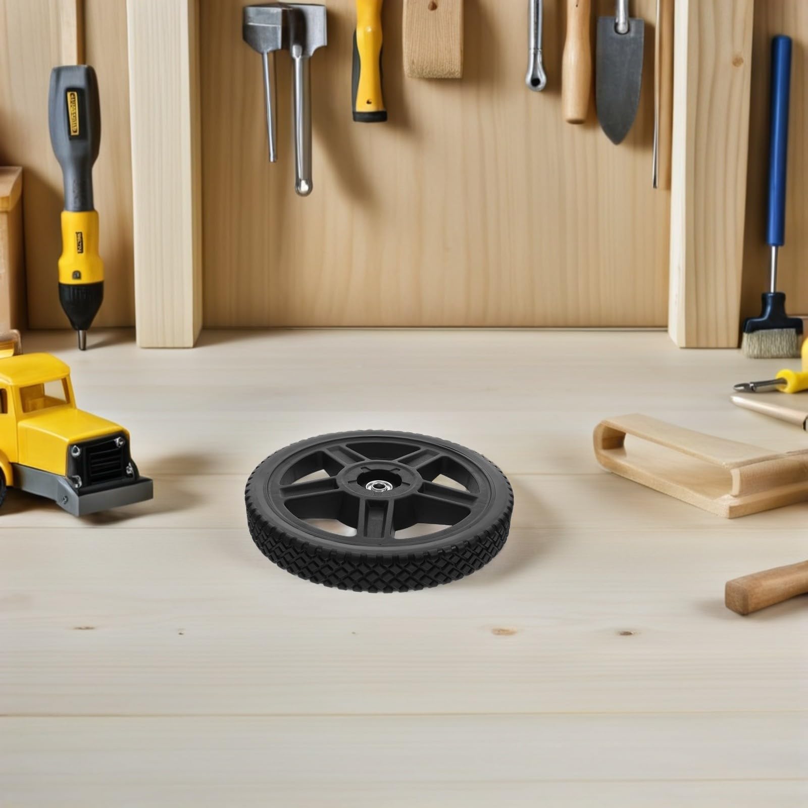 NUOBESTY 2 Piezas Ruedas para Cortacésped, Ruedas de Apoyo para Recortadora, Negro, Pvc y Pp, Orificio de Rodamiento 12,7mm, para Cortacéspedes Manuales y Cortacéspedes de Empuje,