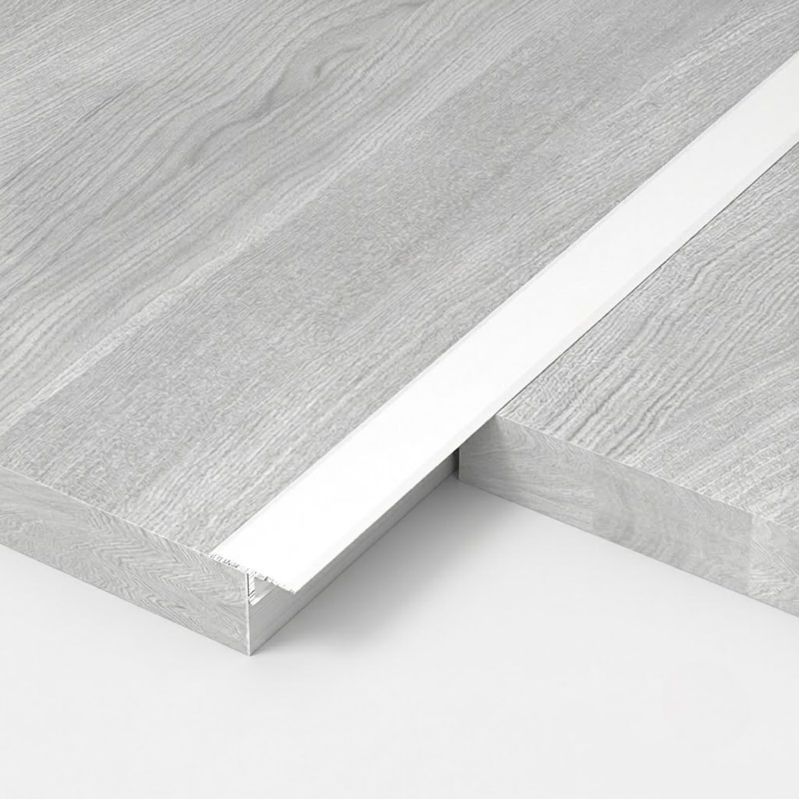 Aluminium Floor Transition Strip, Self Adhesive T Bar Door Threshold Strip, 0.9m Metal T-Moulding Flat Edge Joining Trim For Wood Laminate And Tile Flooring(White,W1.5cm*H0.7mm*L0.9m)