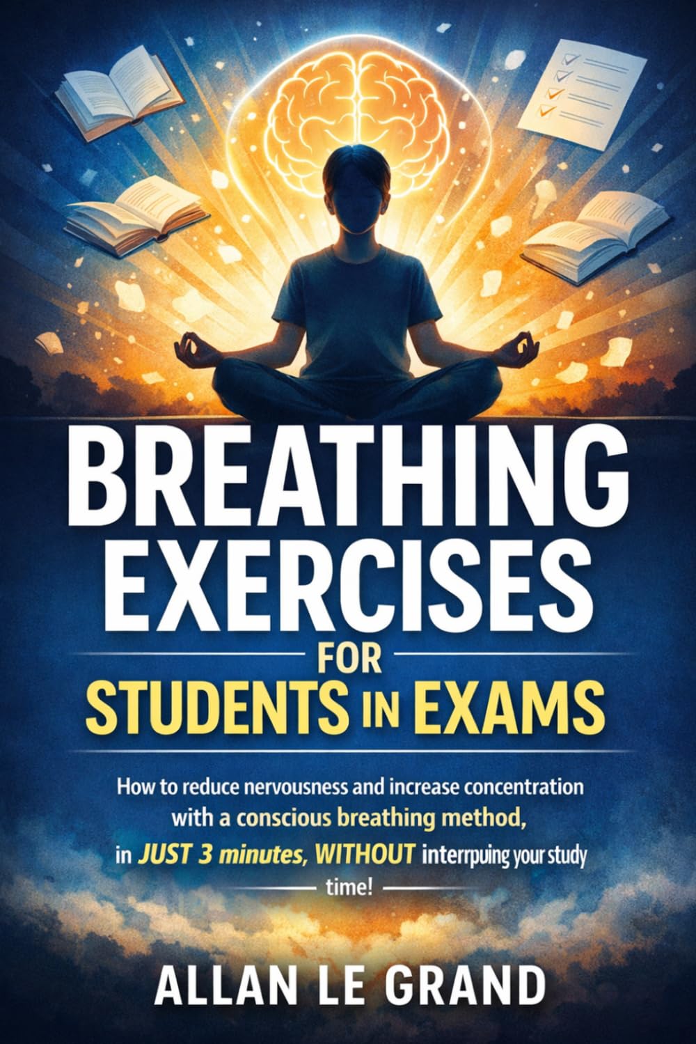 BREATHING EXERCISES FOR STUDENTS IN EXAMS: How to reduce nervousness and increase concentration with a conscious breathing method in JUST 3 minutes, WITHOUT interrupting your study time!