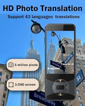 Wooask Language Translator Device, AI Translator Device W10 No WiFi Needed, Two Way Real Time Translator with 144 Languages, Voice/Offline/Photo Translation for Travel, Business, Learning (Black)