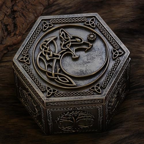 Miniatura 2 de GuoShuang Joyero vikingo nórdico regalo lobo Yggdrasil celta baratija