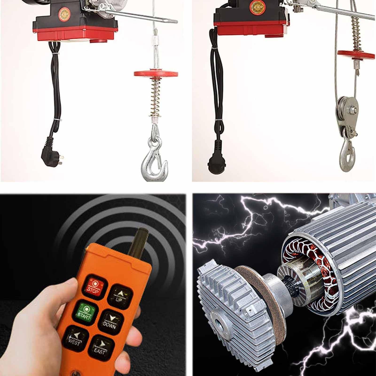 PixCy Polipasto Eléctrico De Cadena con Palanca De Cabrestante De 200 Kg -800 Kg 510 W-1450w con Control Remoto for Sitios De Construcción De Almacenes De Montacargas,200KG*12M-220V