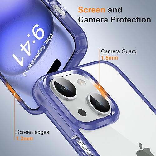 Vista 35 de MOCCA Funda transparente compatible con iPhone 15, no amarillea, compatible con carga inalámbrica, delgada, a prueba de golpes, transparente, a